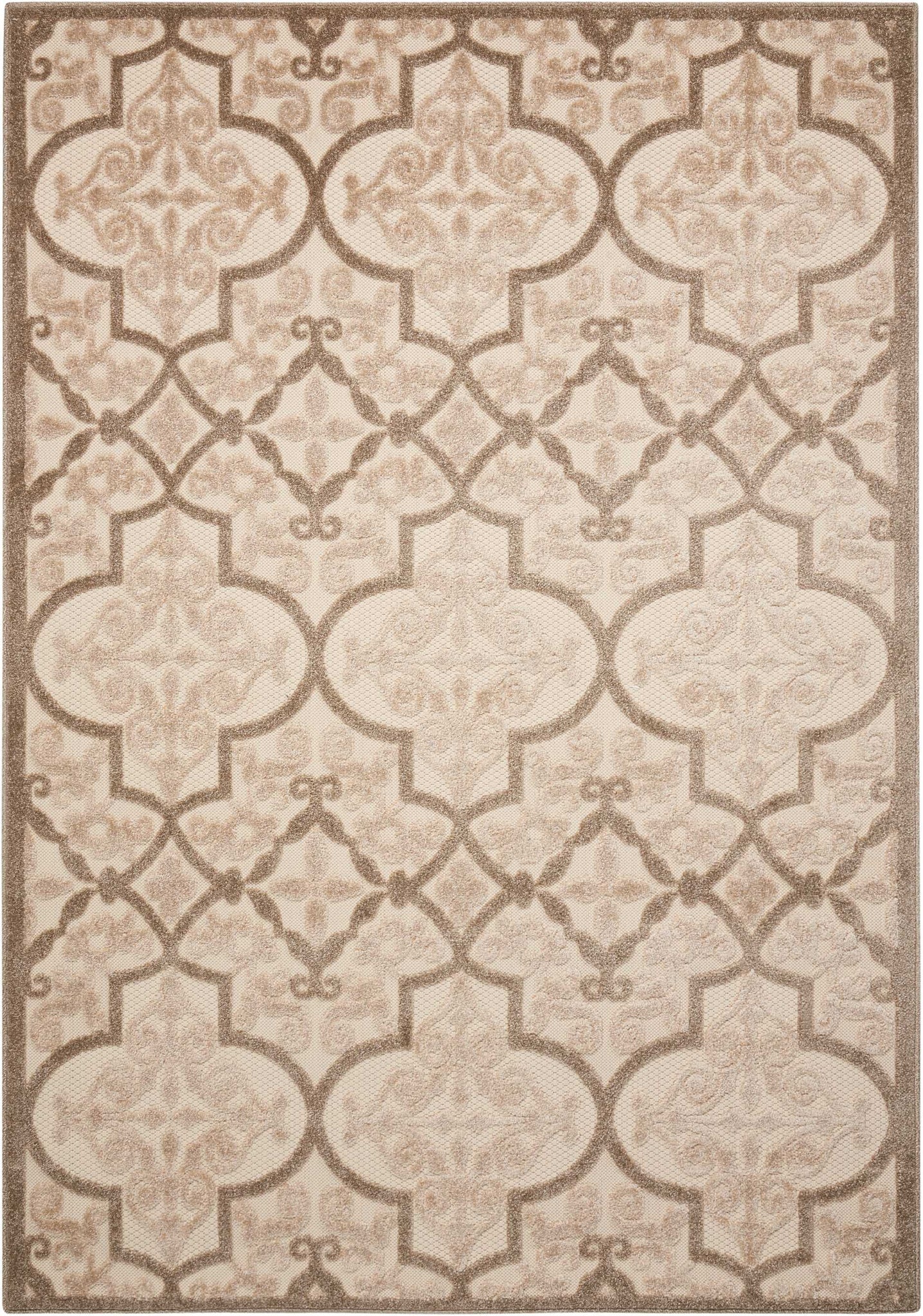 4’ x 6’ Cream and Beige Trellis Indoor Outdoor Area Rug