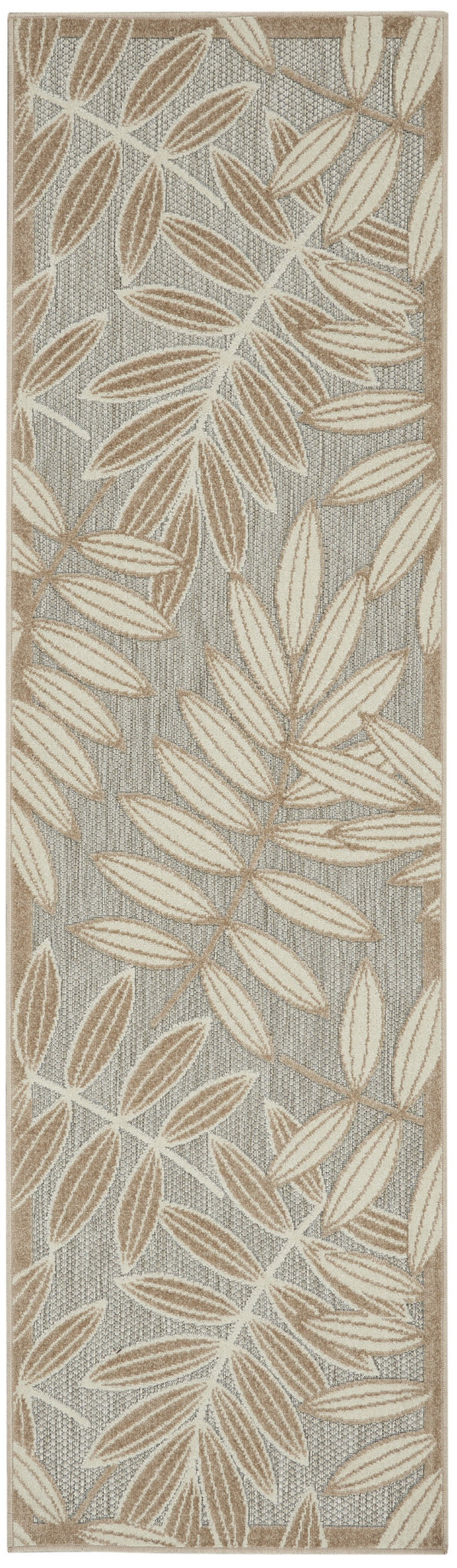 2’ x 8’ Natural Leaves Indoor Outdoor Runner Rug