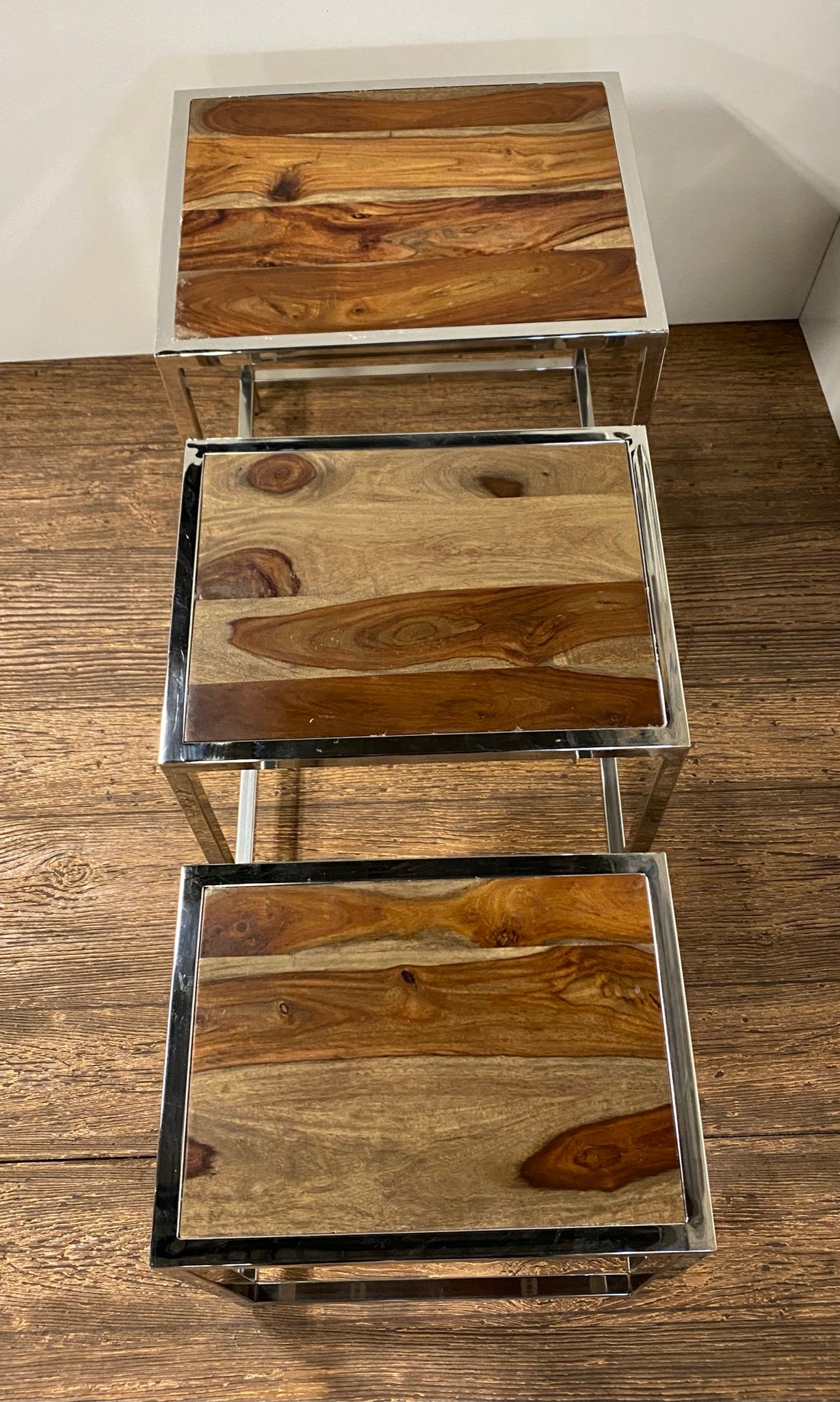 Set of 3 Modern Rustic Nesting Tables