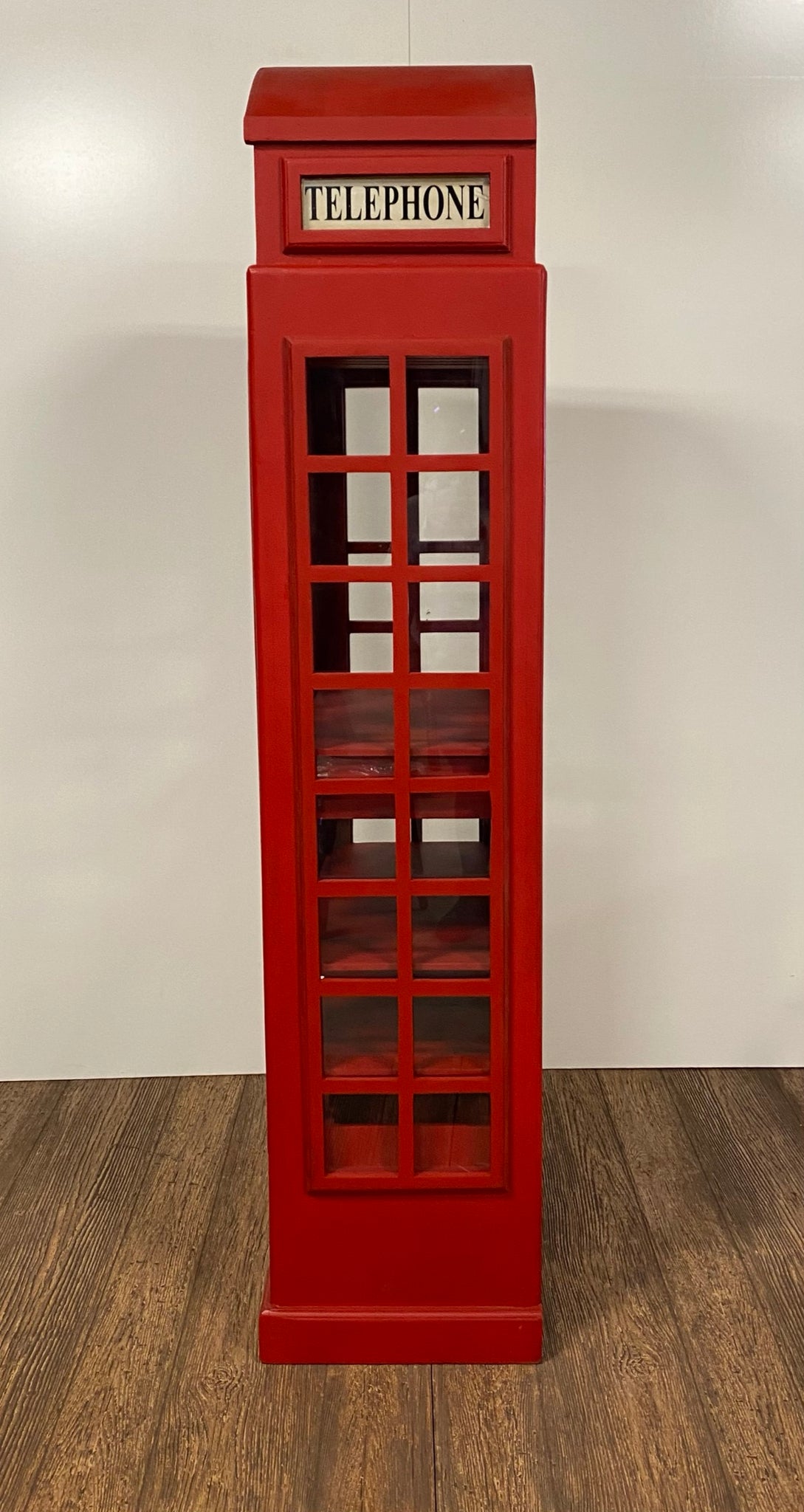 Vintage Red Wooden Phone Booth Bar Cabinet