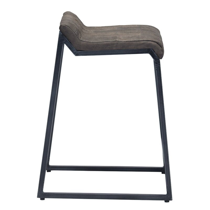 Brown Leather and Dark Grey Counter Stool