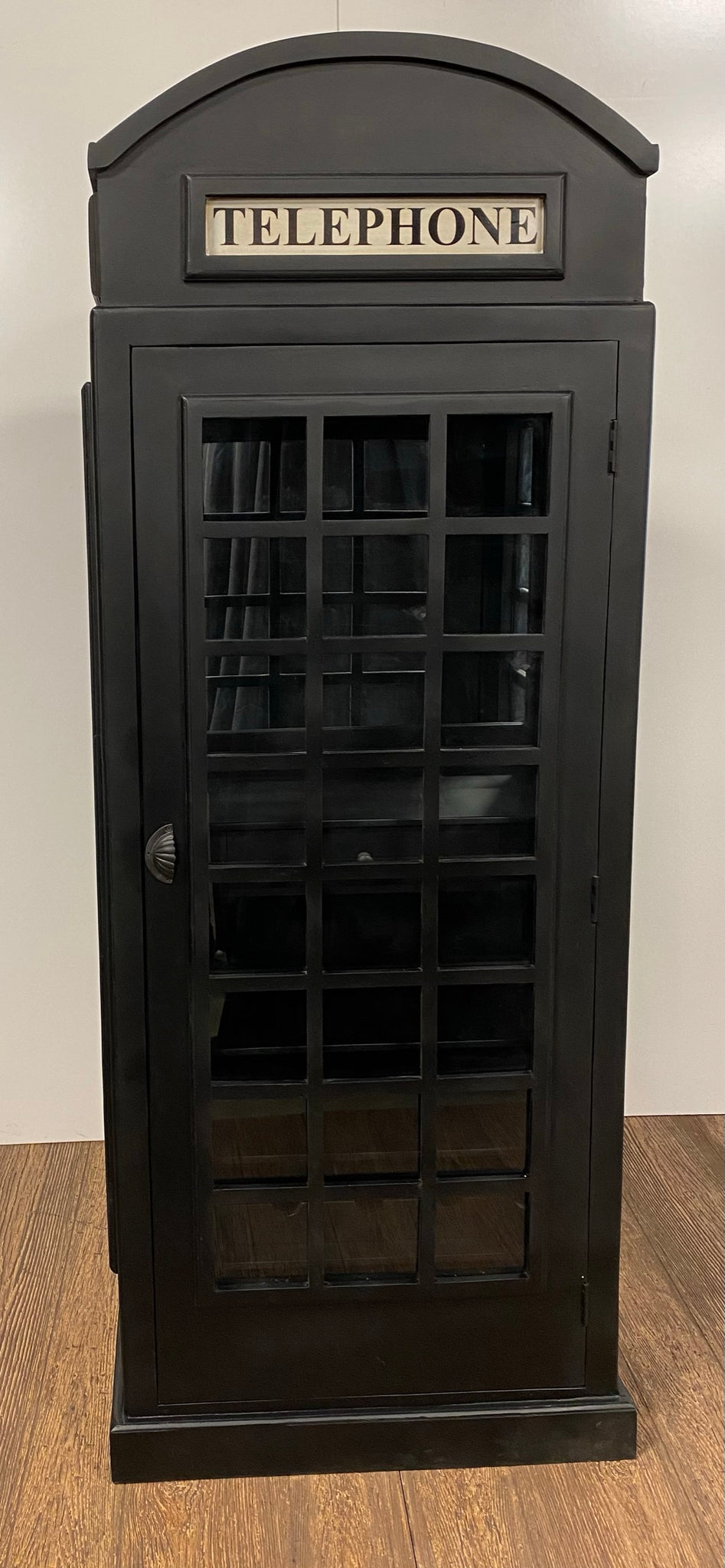 Vintage Black Wooden Phone Booth Bar Cabinet