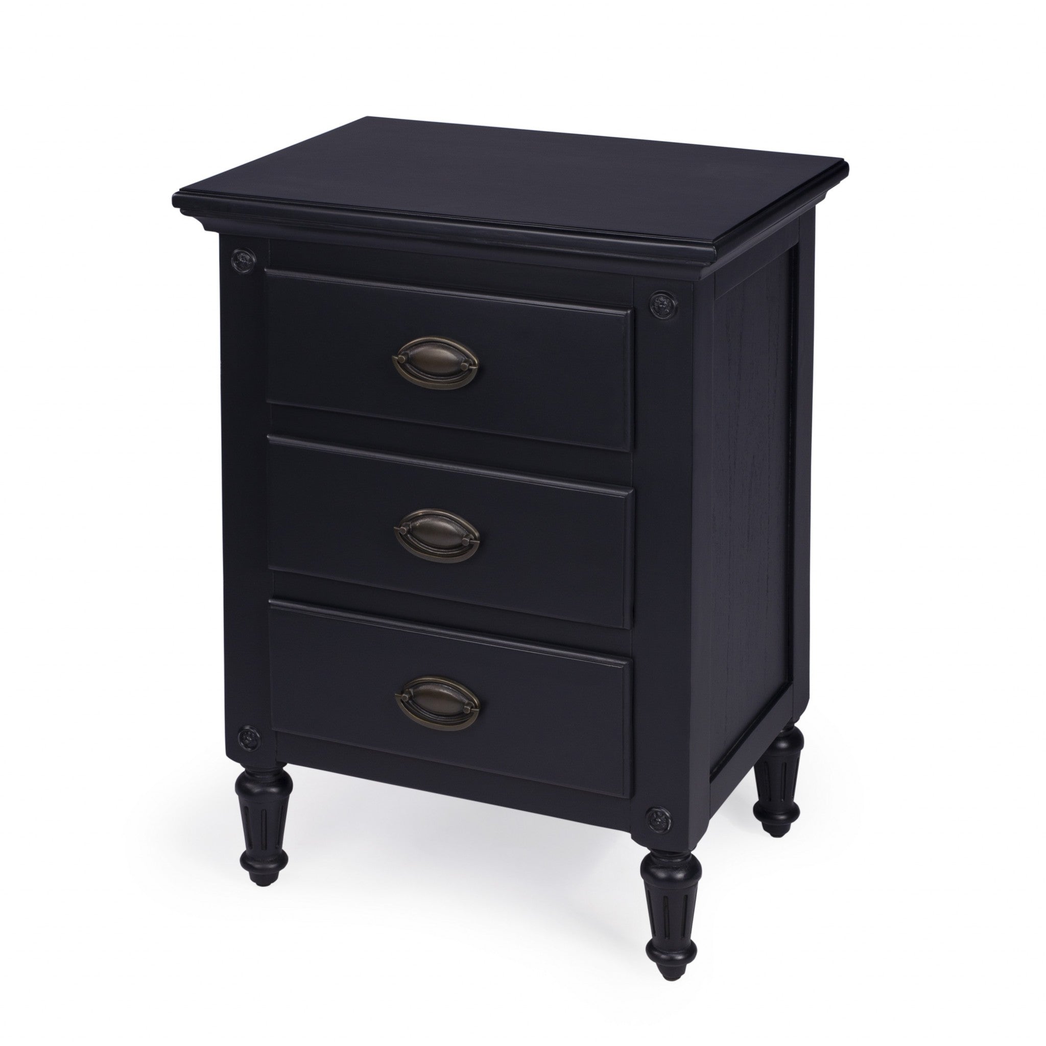 Classic Black 3 Drawer Nightstand