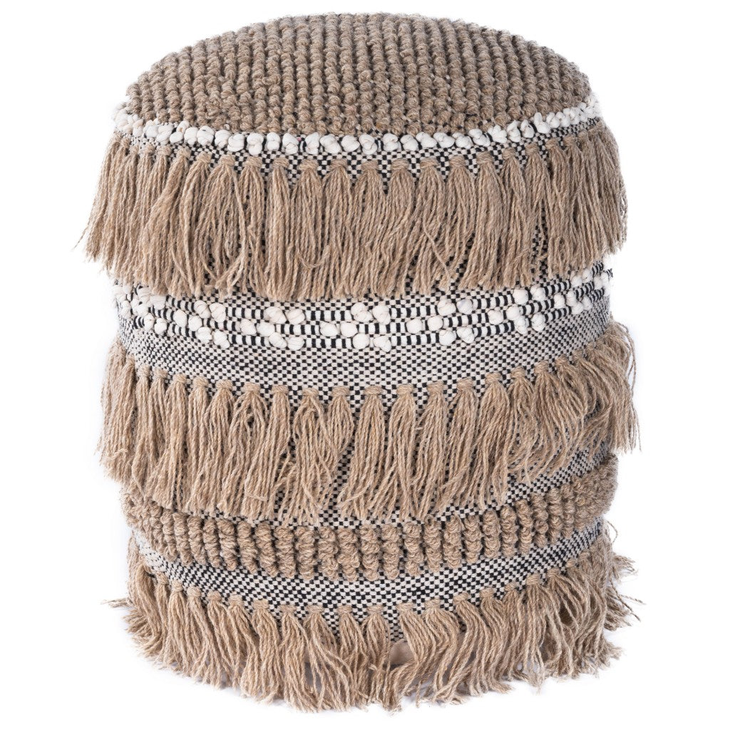 Boho Bullet Tassel Pouf Ottoman