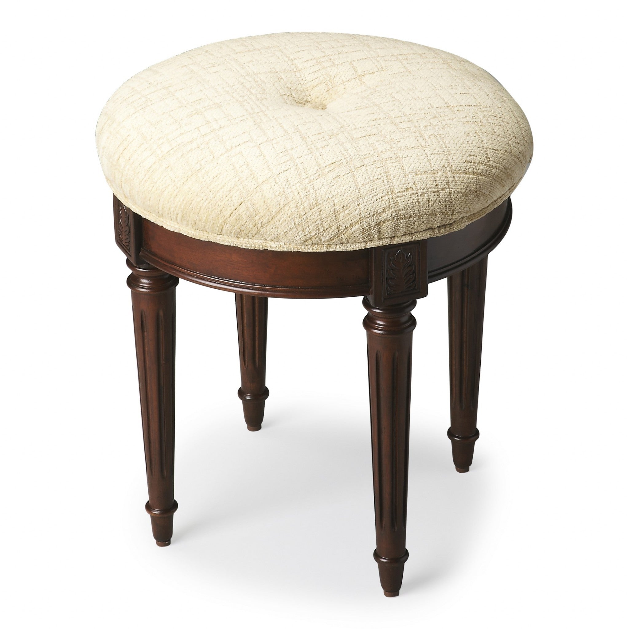 Classic Cherry Brown Vanity Stool