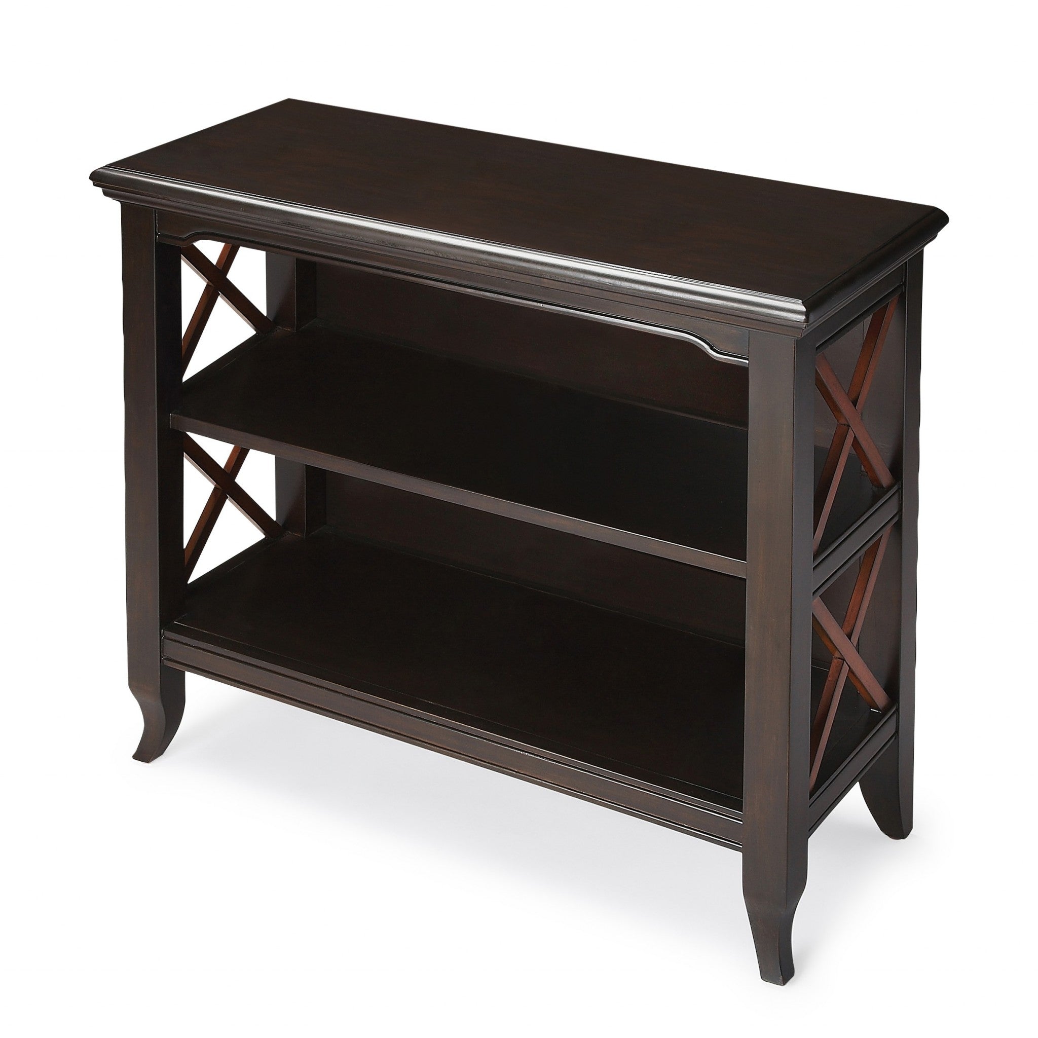 Newport Black & Cherry Low Bookcase