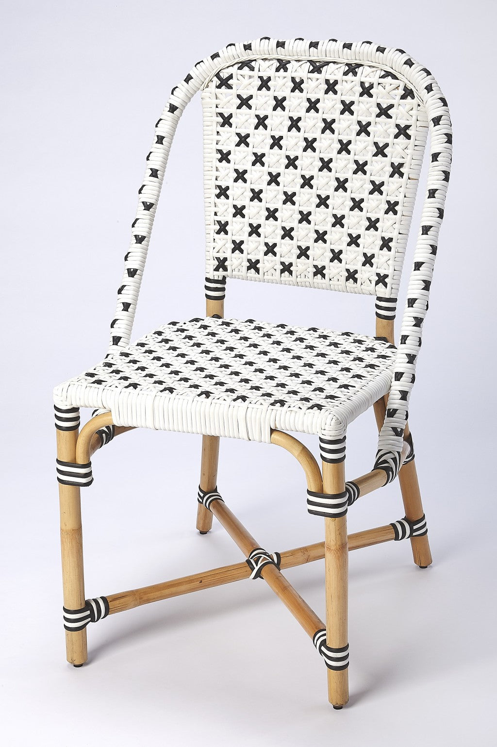 Indoor Outdoor Black and White Rattan Dining Chair