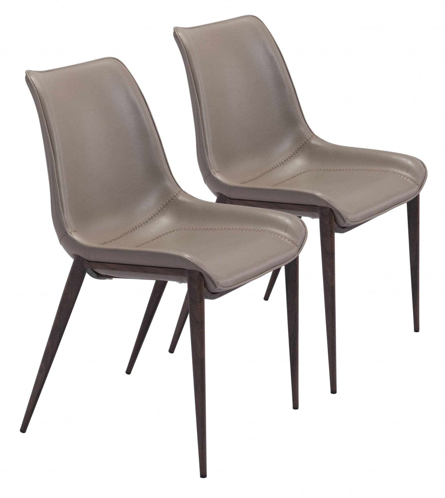 Stich Gray Faux Leather Side or Dining Chairs Set of 2 Chairs