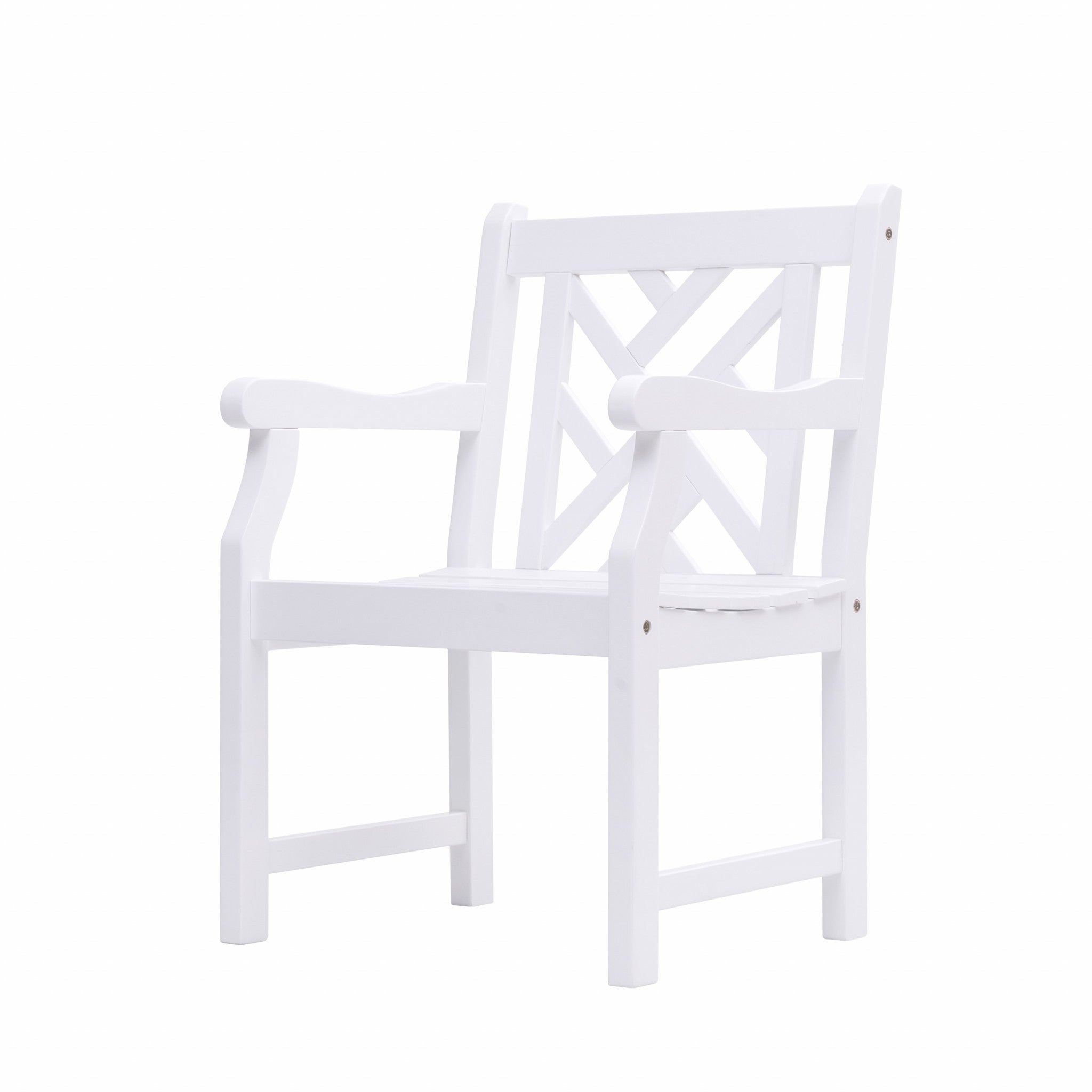 White Patio Armchair with Diagonal Design