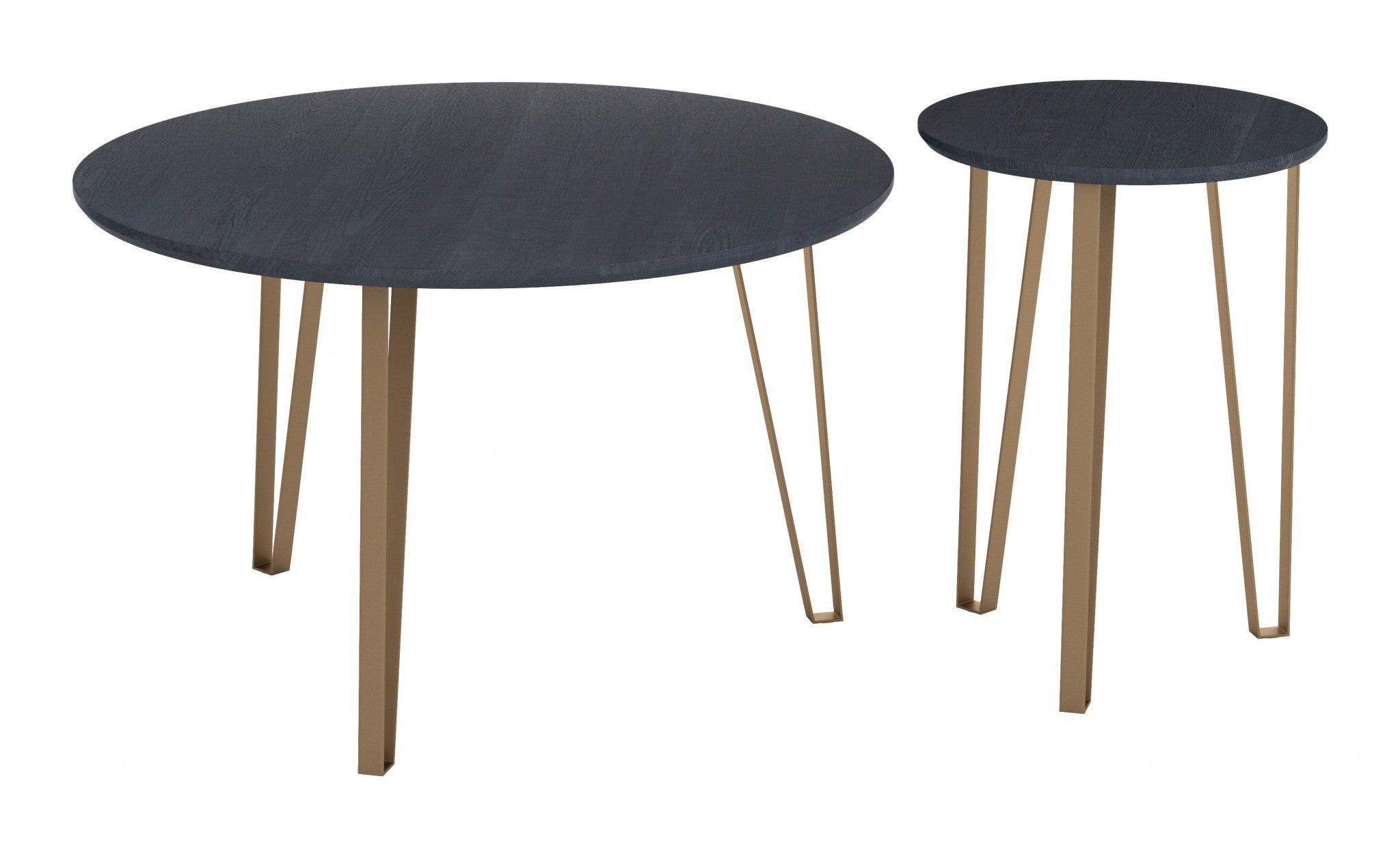 Set of Two Black and Gold Accent Tables