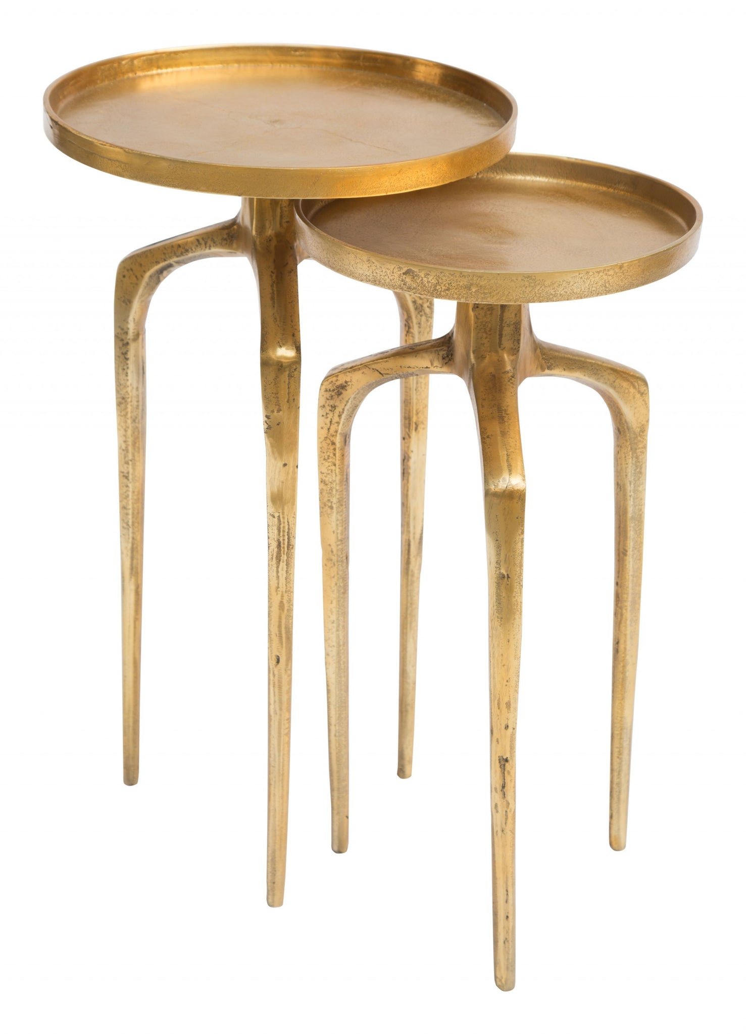 Set of Two Antique Gold Accent Tables