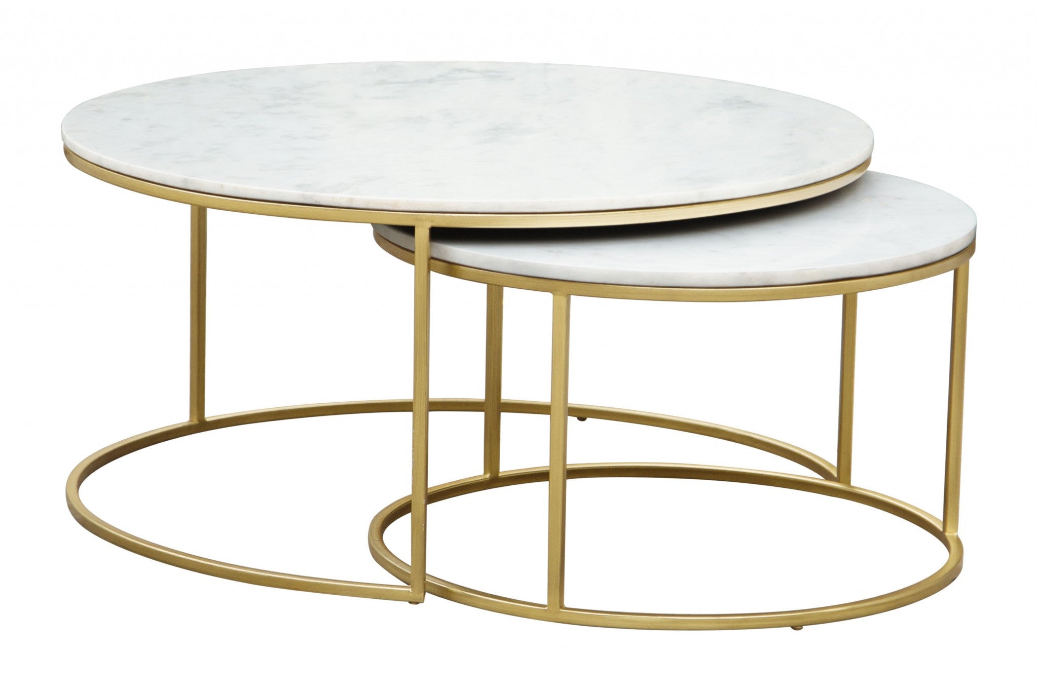 Set of Two Marble and Gold Nesting Tables