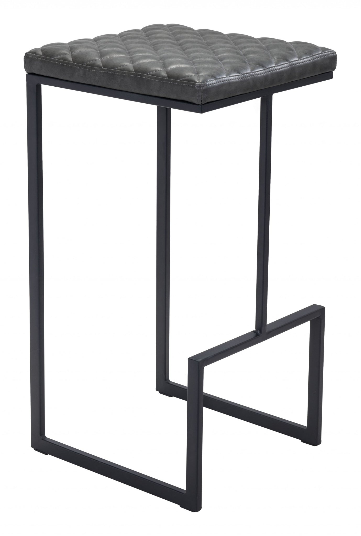 Gray Modern Geo Waffle Seat Backless Barstool