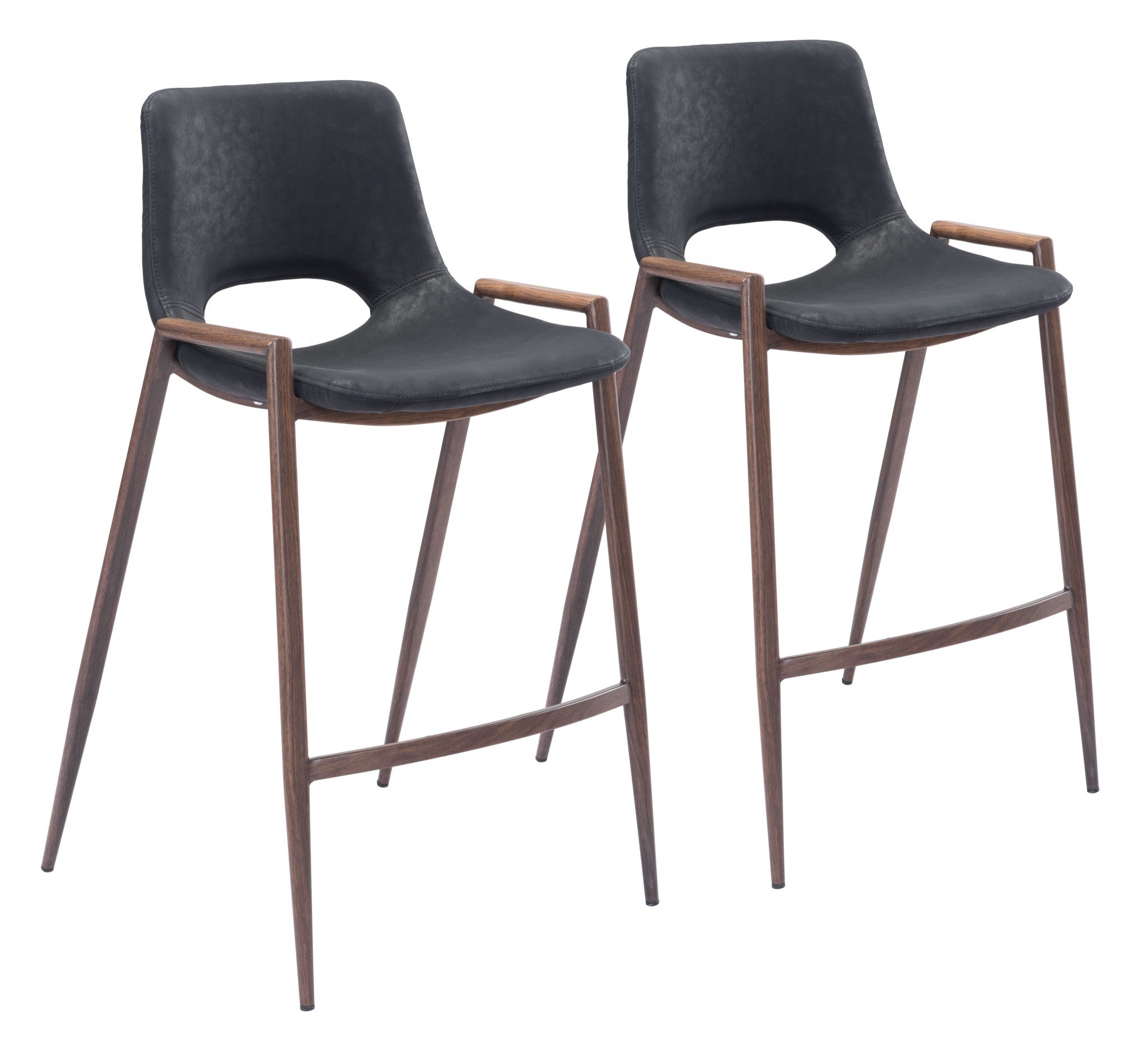 Set of Two Black Retro Modern Funk Counter Chairs