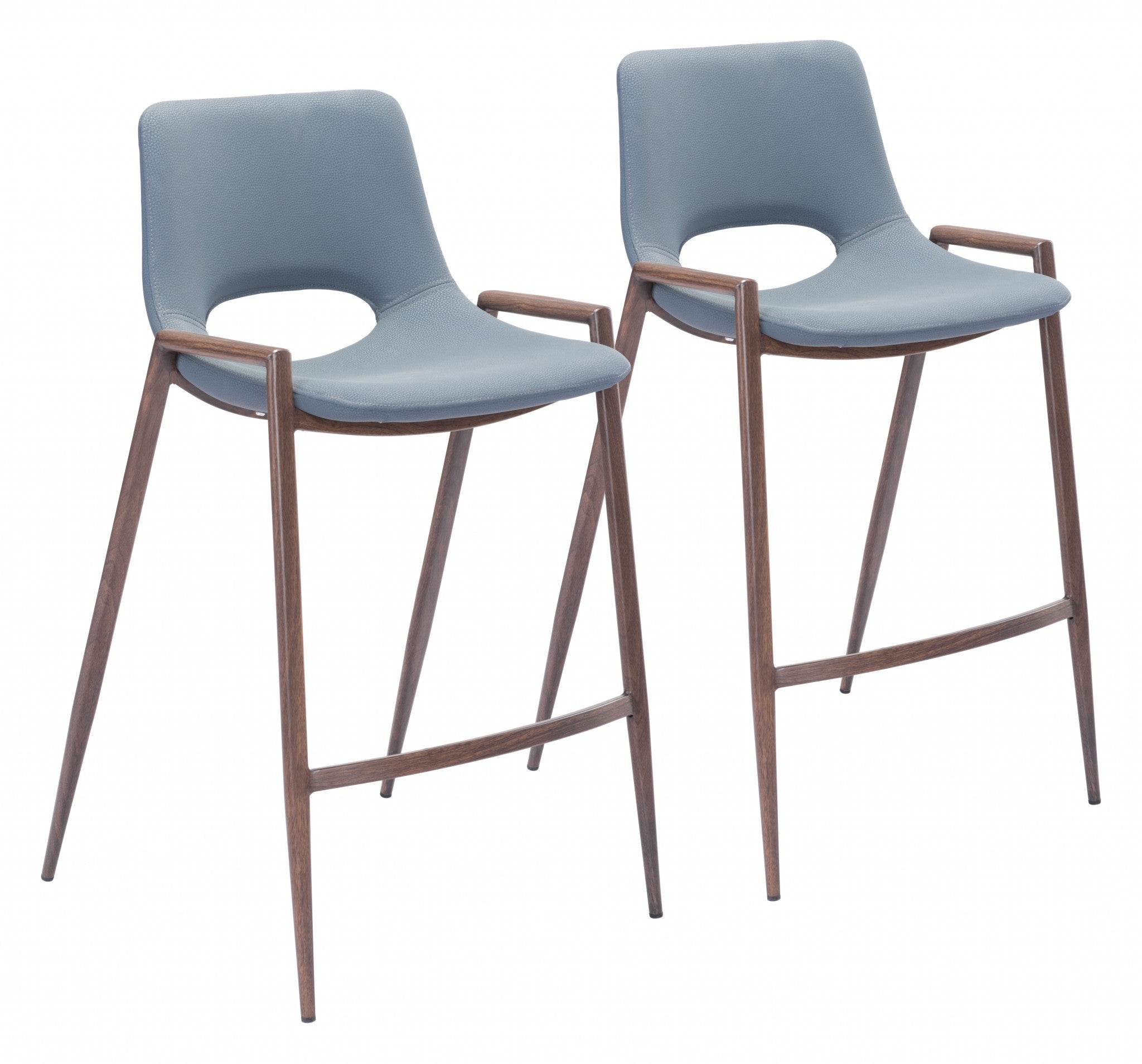 Set of Two Gray Retro Modern Funk Counter Chairs