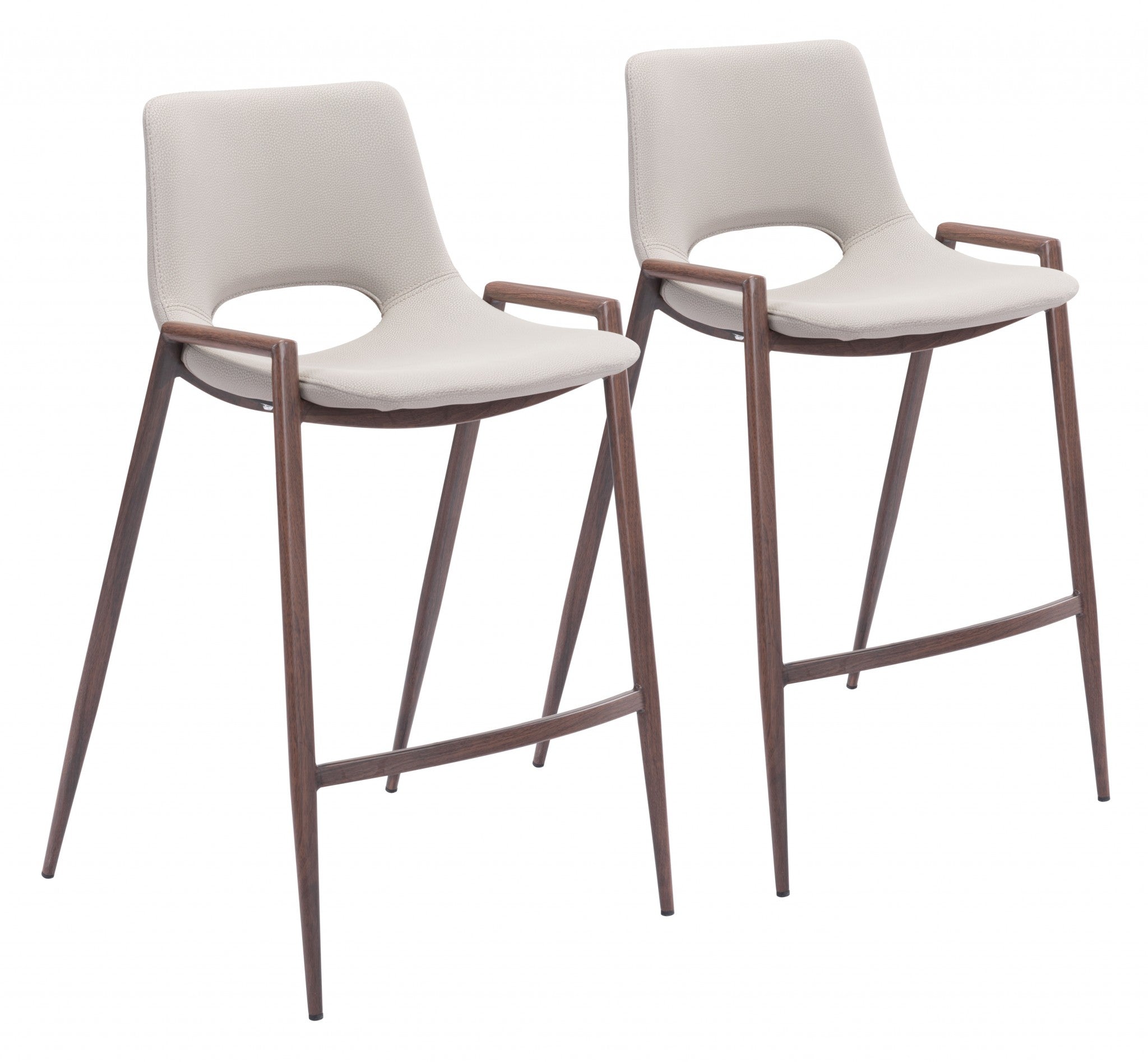 Set of Two Ivory Retro Modern Funk Counter Chairs