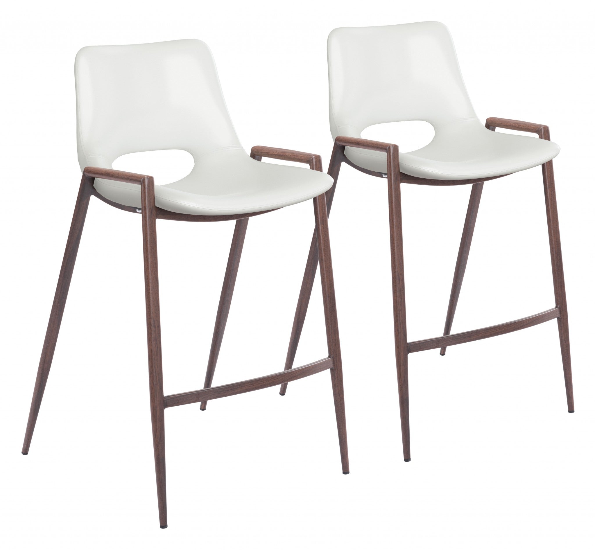 Set of Two White Retro Modern Funk Counter Chairs