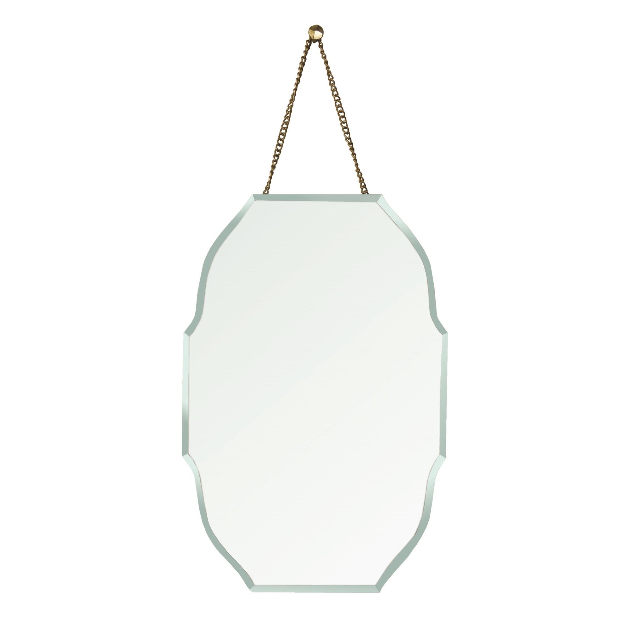 Rounded Octagon Beveled Hanging Mirror