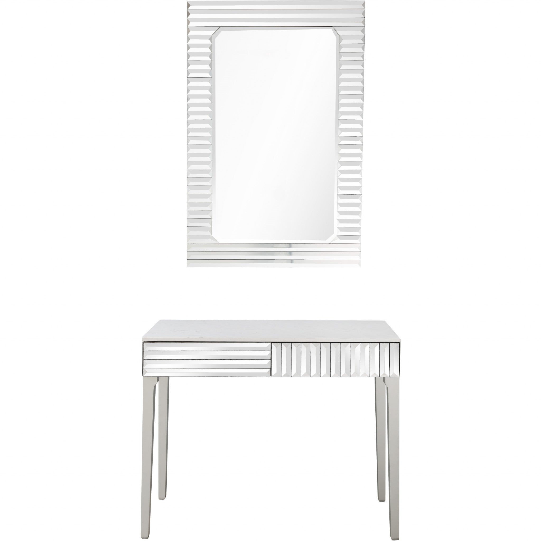 Silver Striped Mirror and Console Table