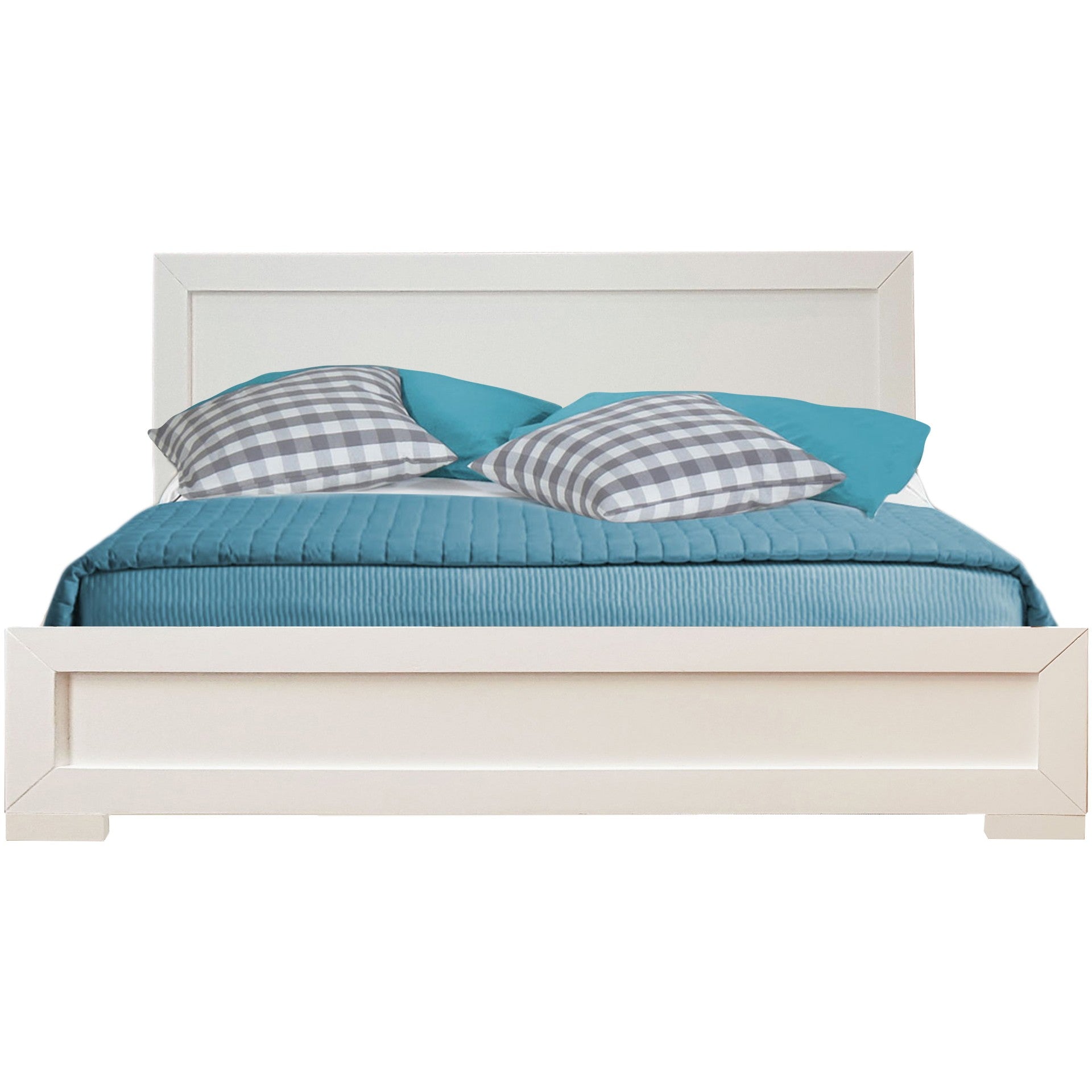 White Wood King Platform Bed