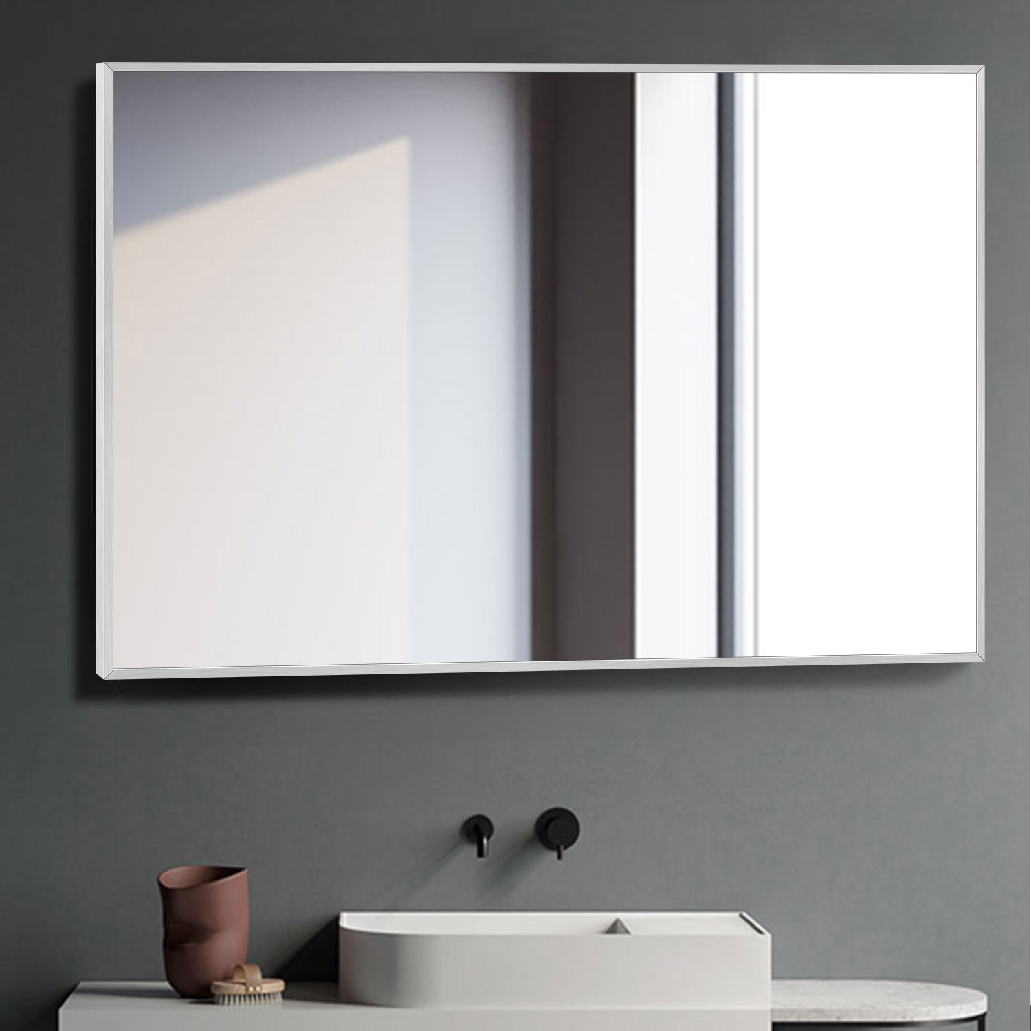 Silver Rectangular Wall Mirror