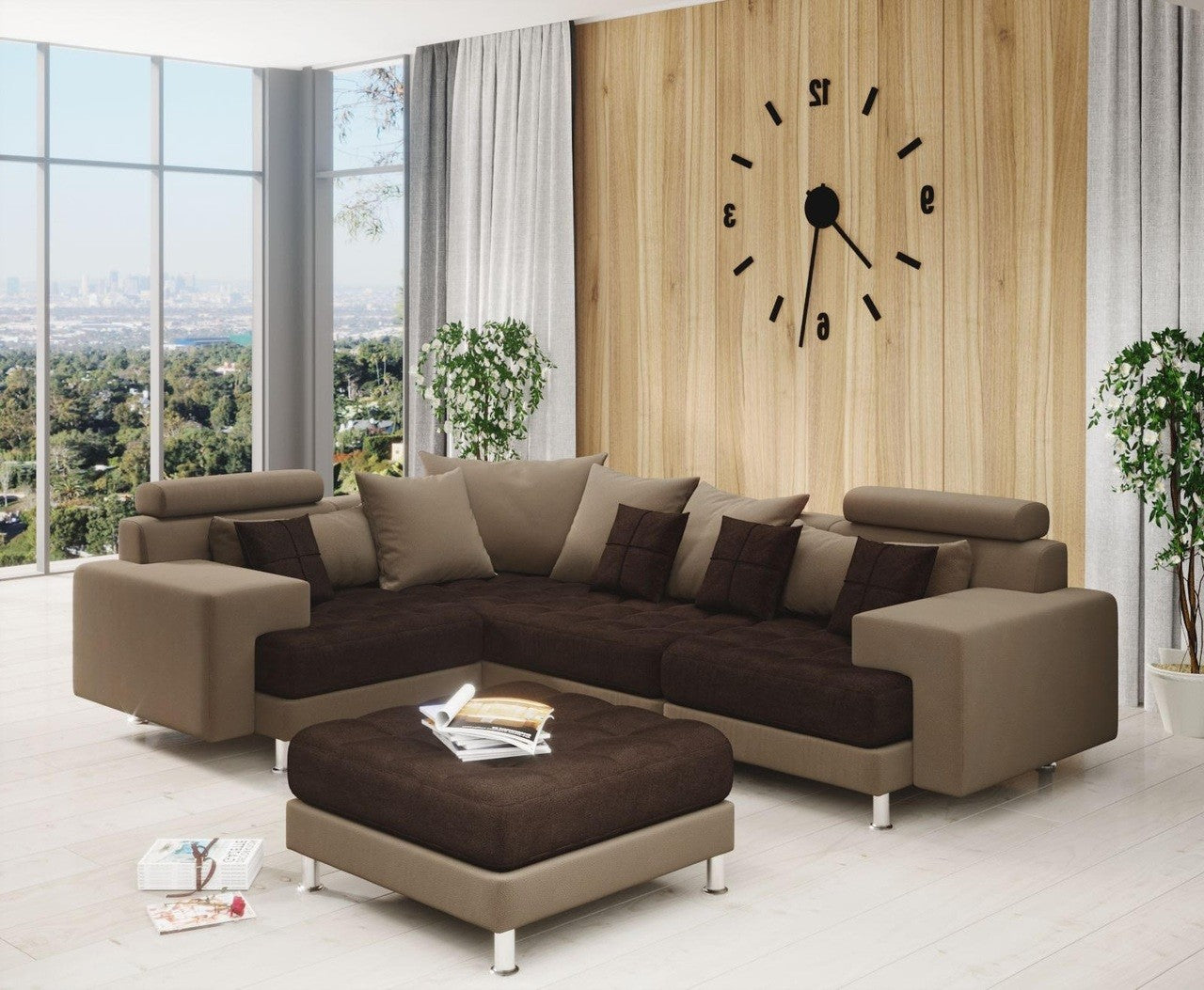 Hercules Brown Microfiber Three Piece Right Sectional Sofa