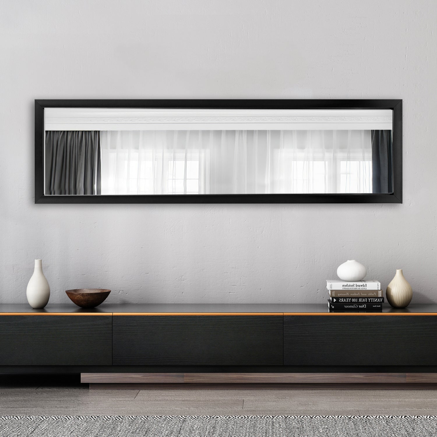 Sleek Black Rectangular Mirror