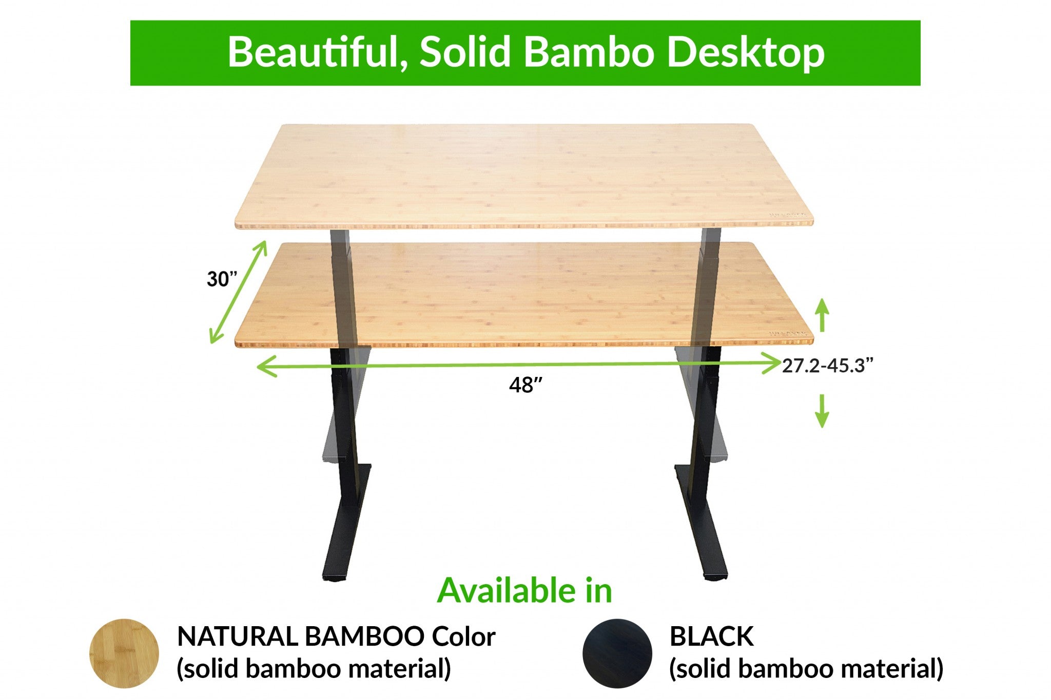 Natural Bamboo Dual Motor Electric Office Adjustable Computer Desk