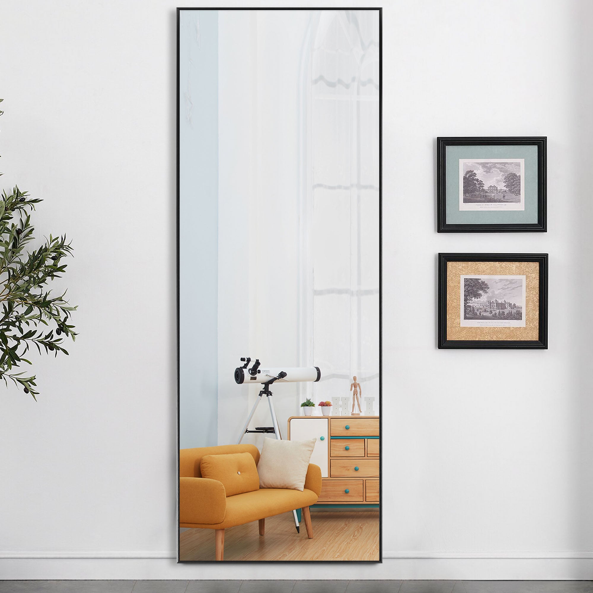 Narrow Minimal Black Wall Mirror