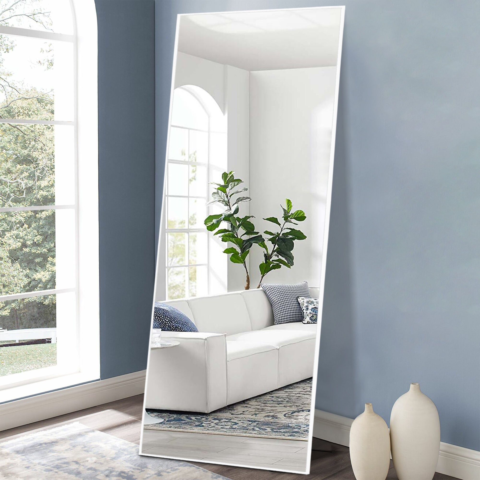 Jumbo White Aluminum Framed Mirror