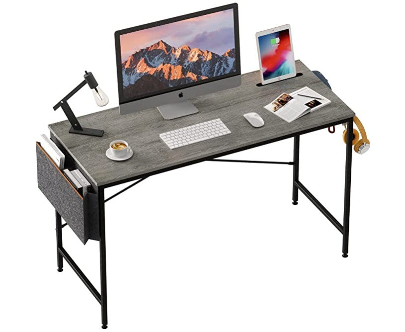 32" Modern Metro Gray and Black Computer Desk