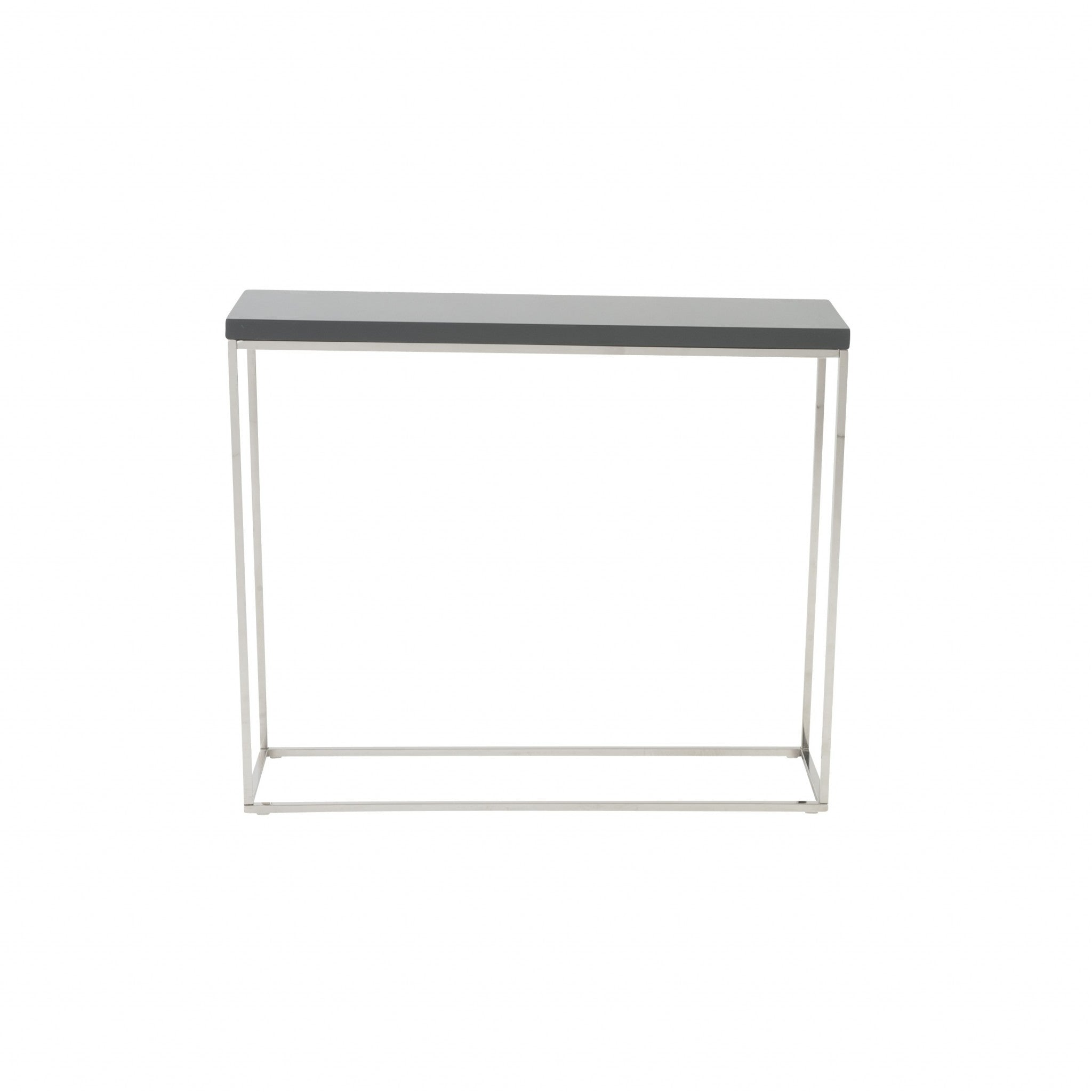 Modern Gray Gloss and Chrome Console Table