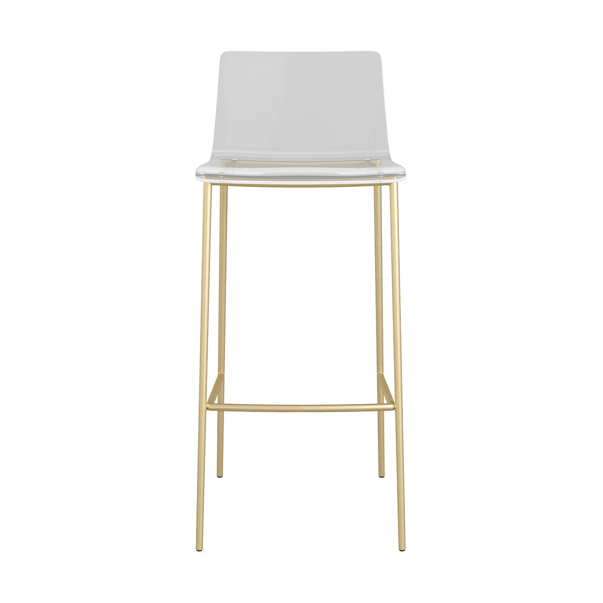 Set of Two Contemporary Acrylic and Gold Bar Stools