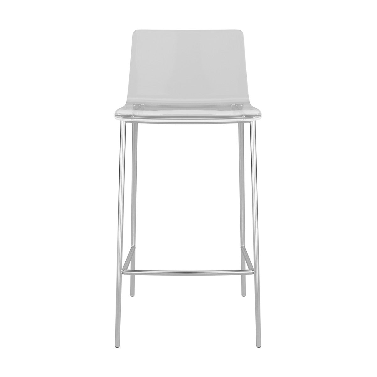 Set of Two Contemporary Acrylic and Nickel Counter Stools