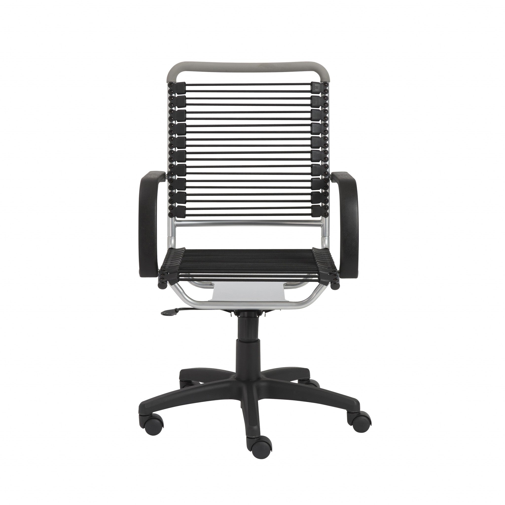 43" Chrome and Black Round Bungee High Back Office Chair