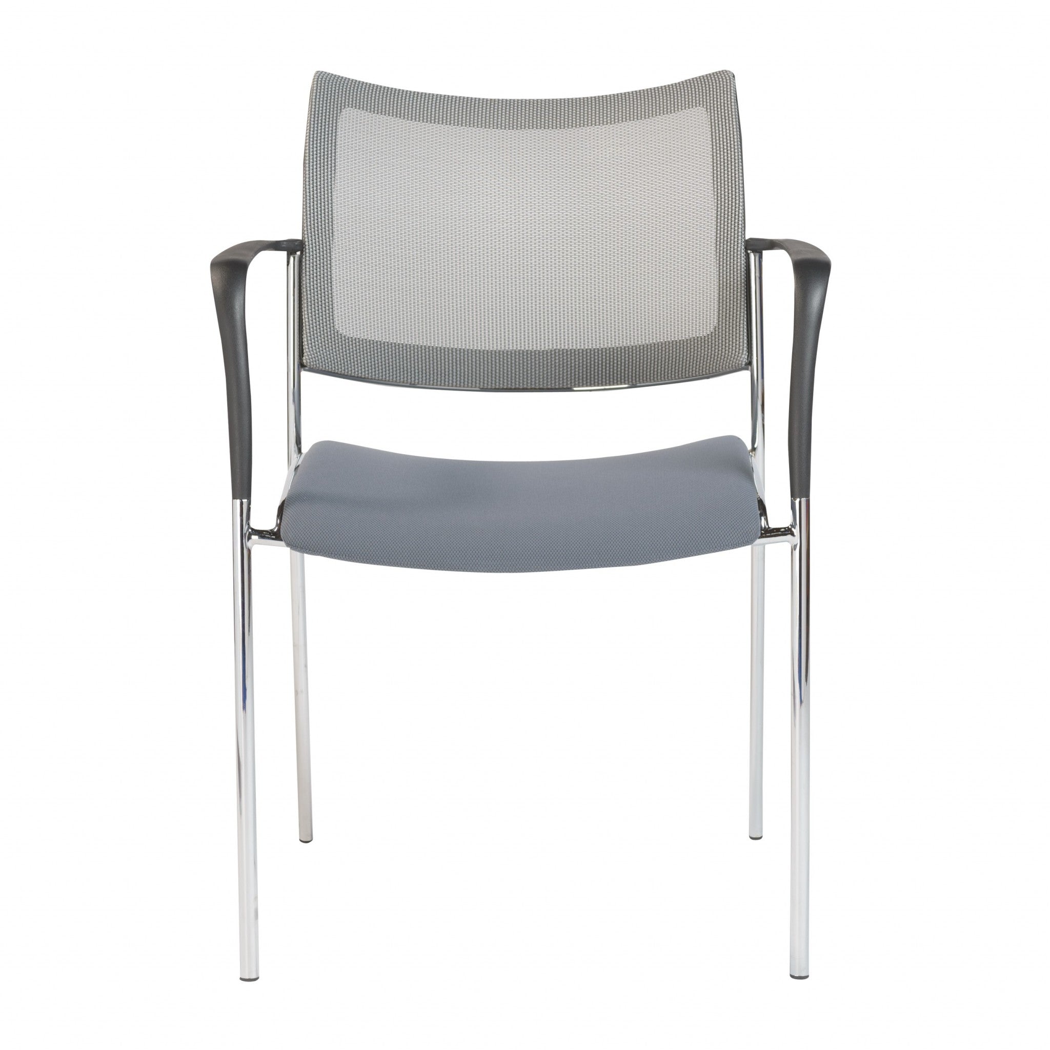 Set of Two Gray and Chrome Stacking Armchairs