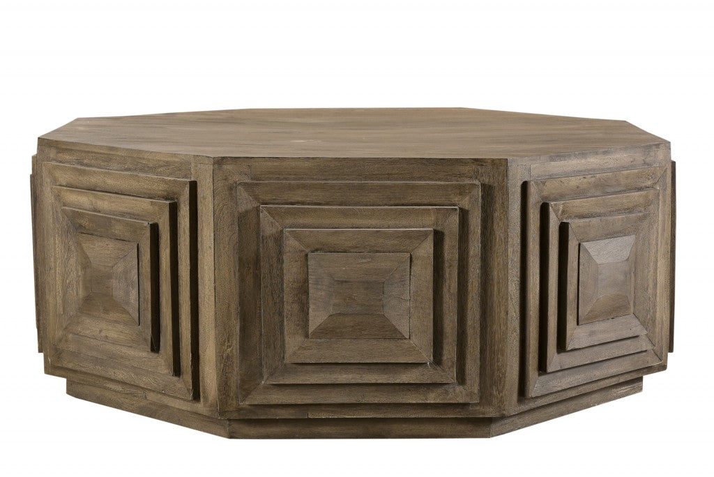 Octagonal Nested Square Carved Coffee Table