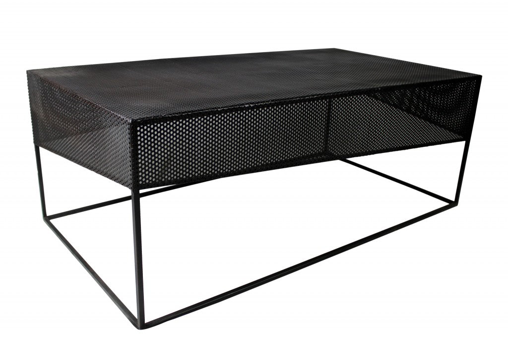 Black Pierced Iron Detailed Coffee Table