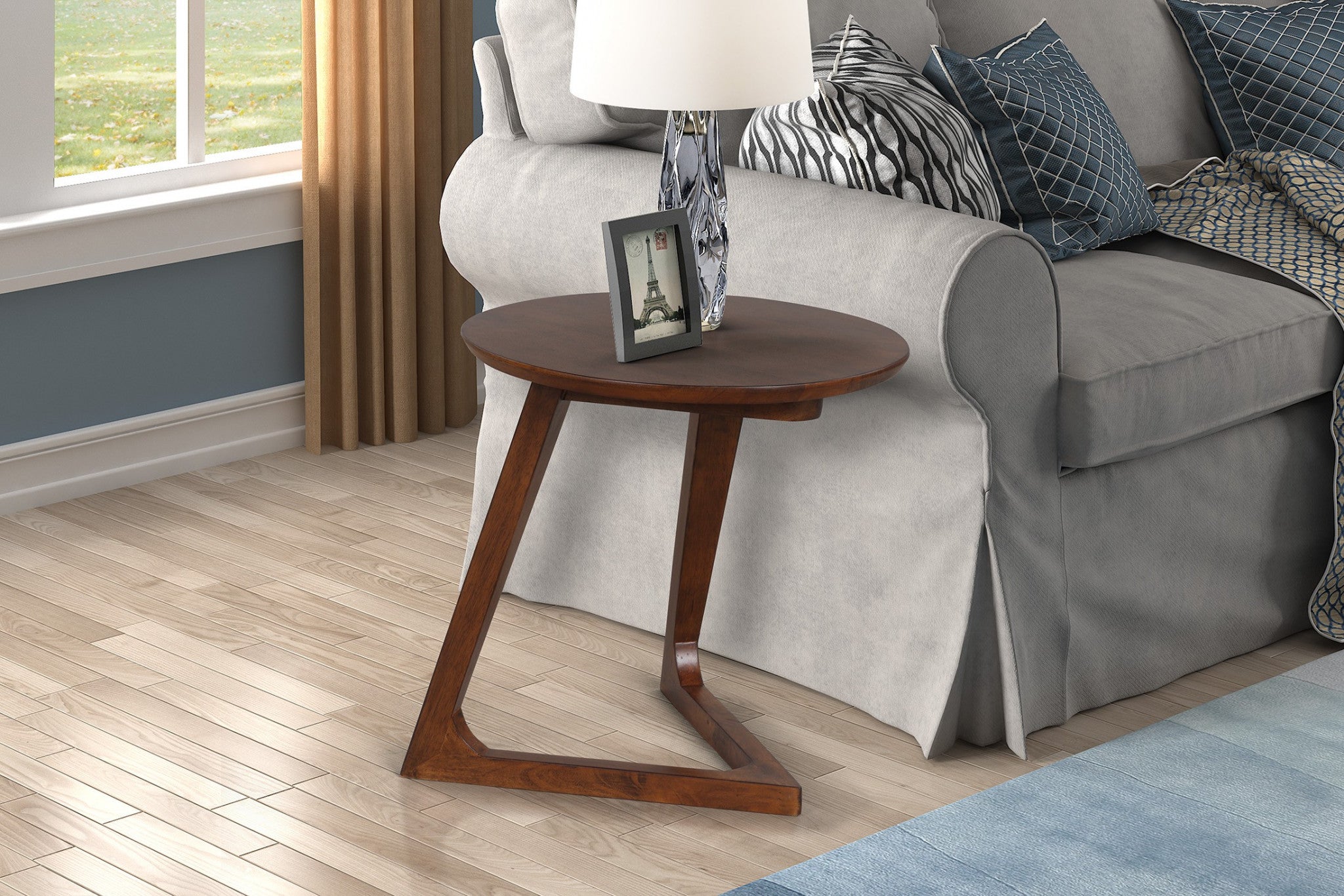 Asymmetric Mocha Wood End or Side Table