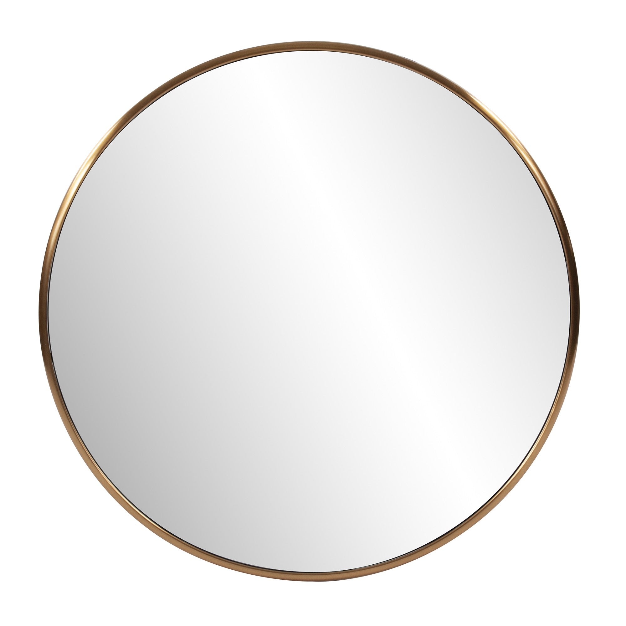 32' Antiqued Brushed Brass Round Wall Mirror