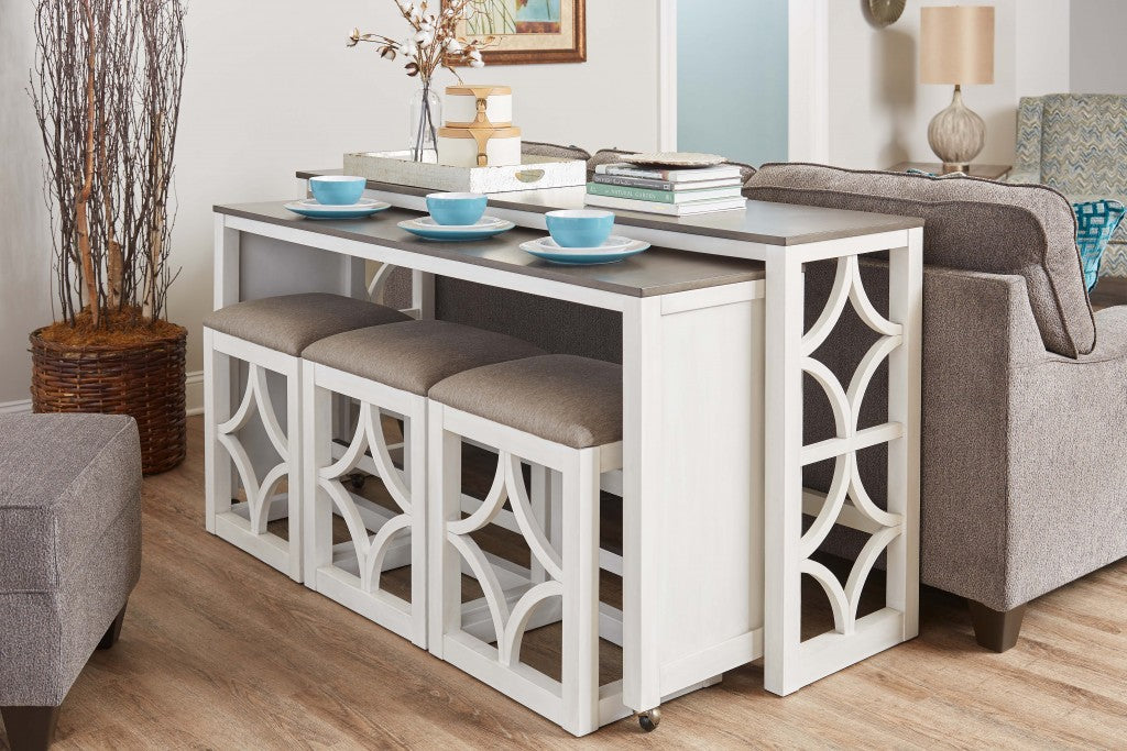 Stylish White Multi Functional Five Piece Sofa Table Bar Set