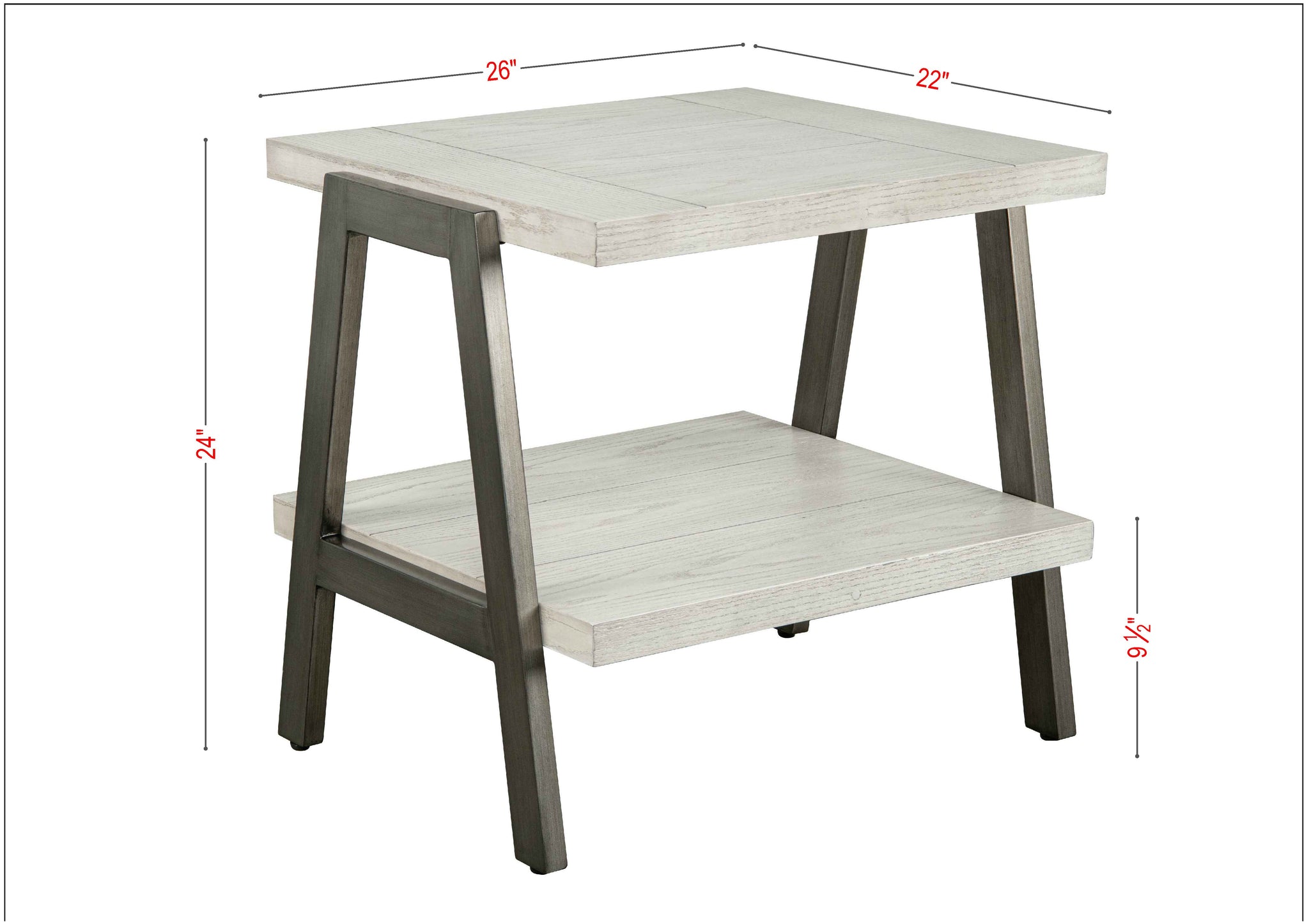 Modern Farmhouse Gray Wood And Iron Two Tier End Table