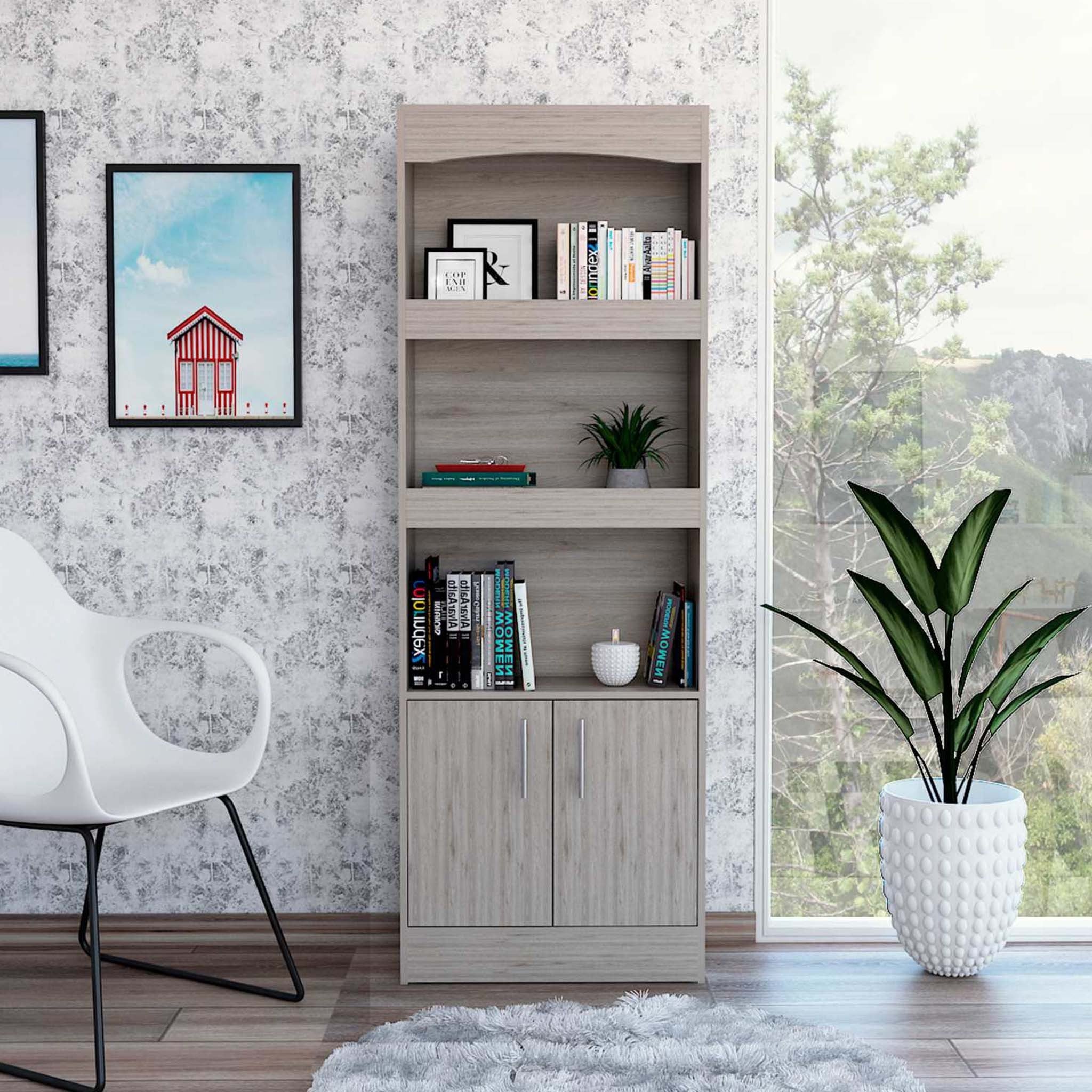 Catarina Light Gray Bookcase Cabinet