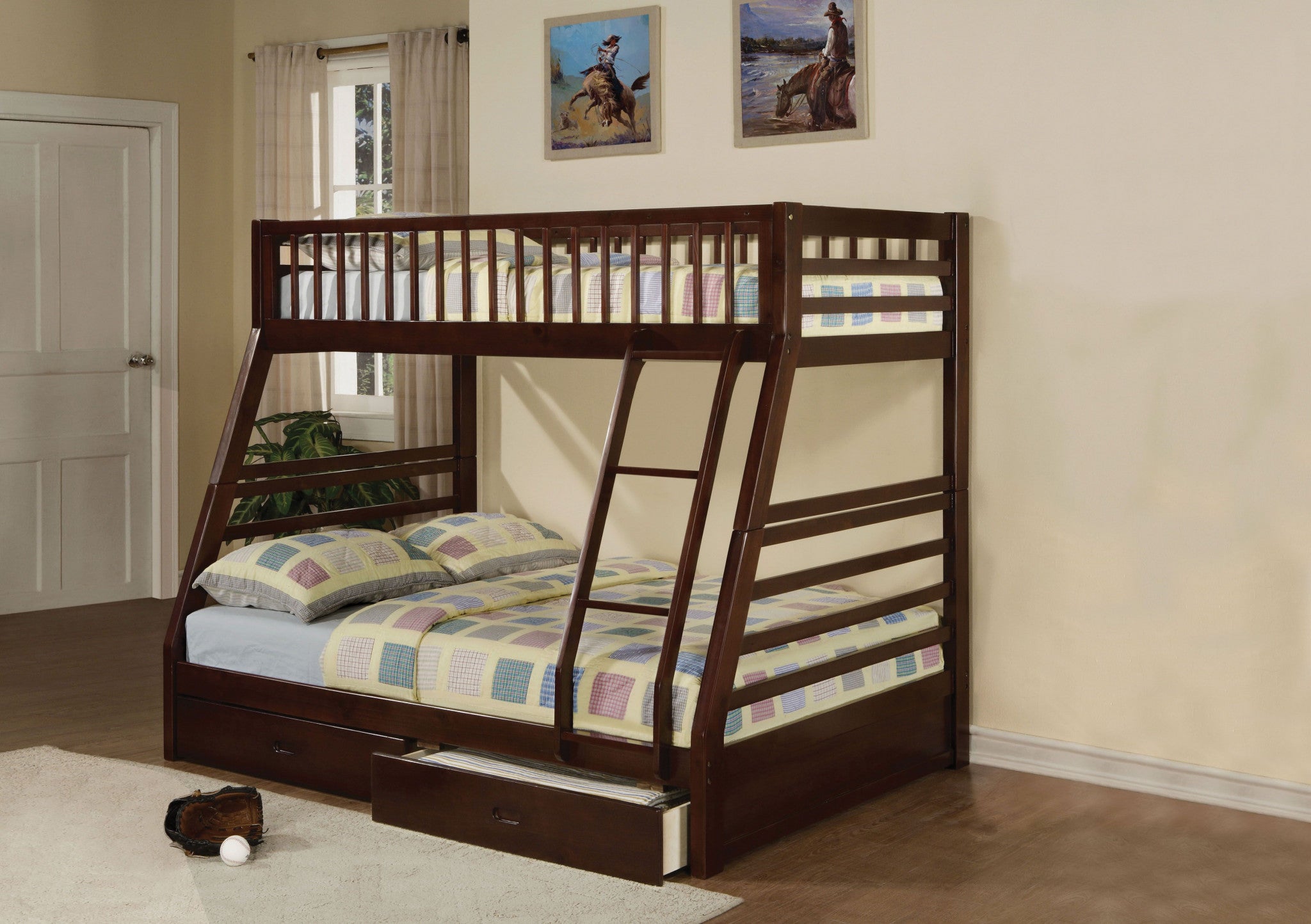 Brown Twin Over Full Size Bunk Bed