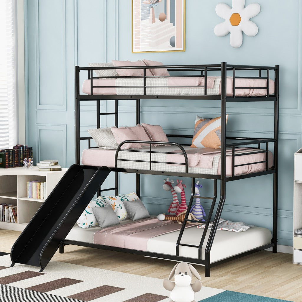 Black Twin Over Twin over Full Size Triple Bunk Bed