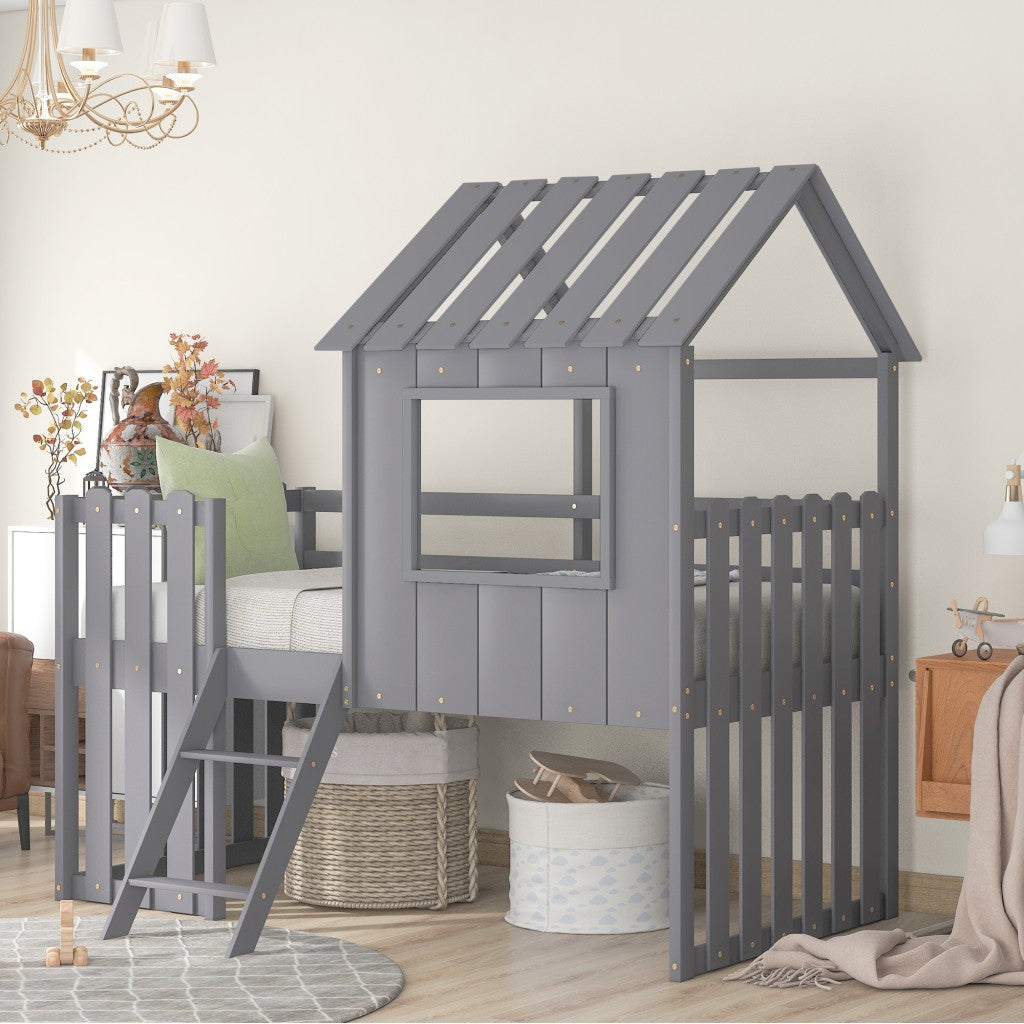 Gray Loft Barnyard House Bed