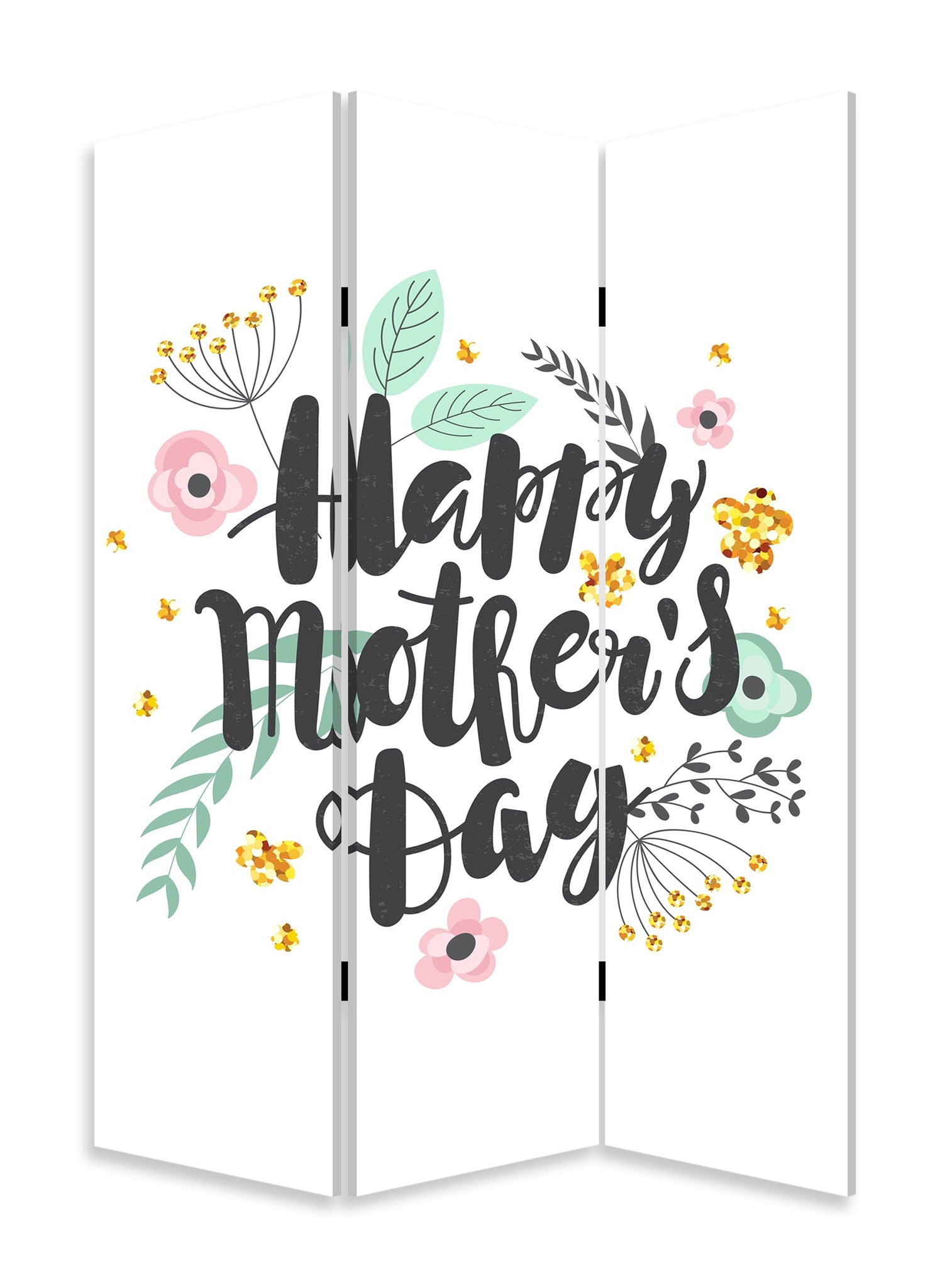 Sweet Floral Mother's Day Three Panel Room Divider Screen