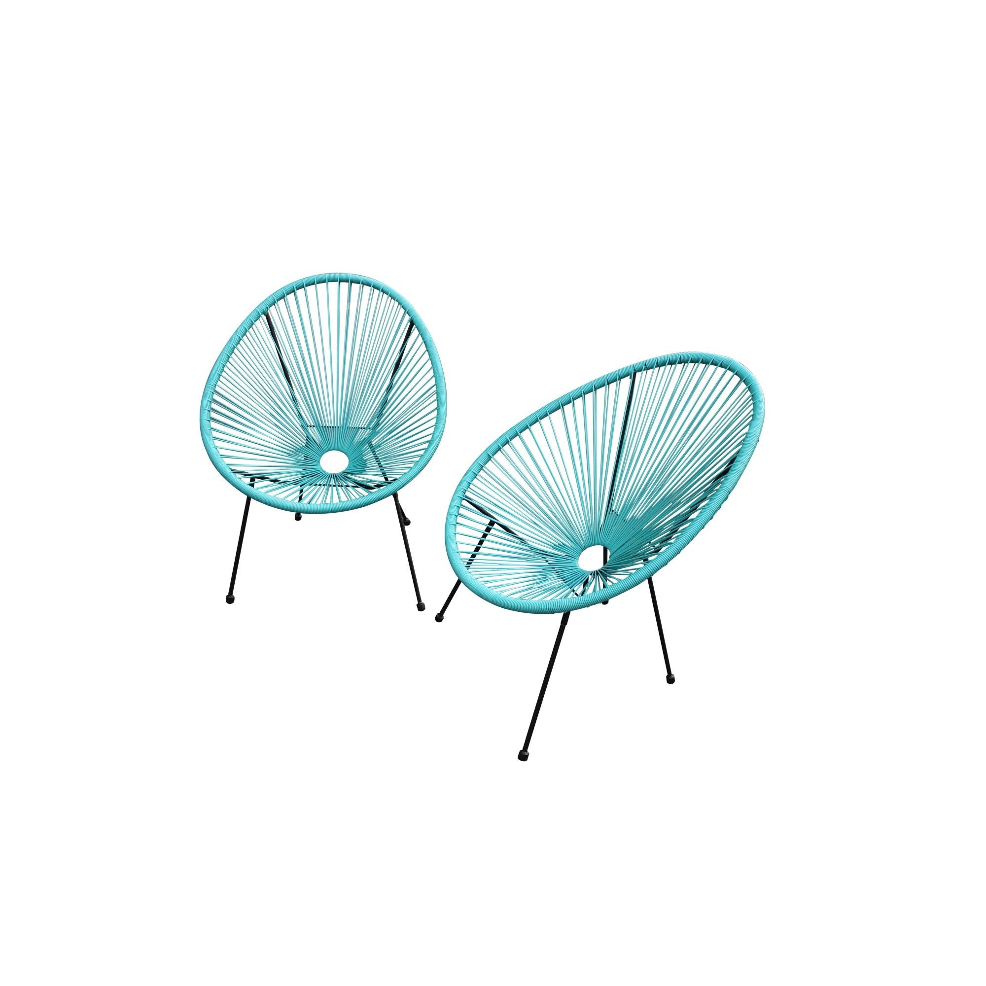 Set of Two Teal Mod Indoor Outdoor String Chairs