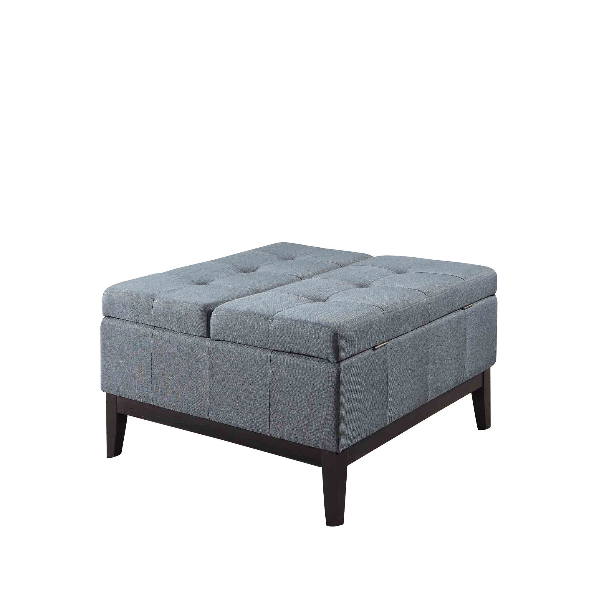 36' Slate Blue and Black Ottoman with Hidden Storage