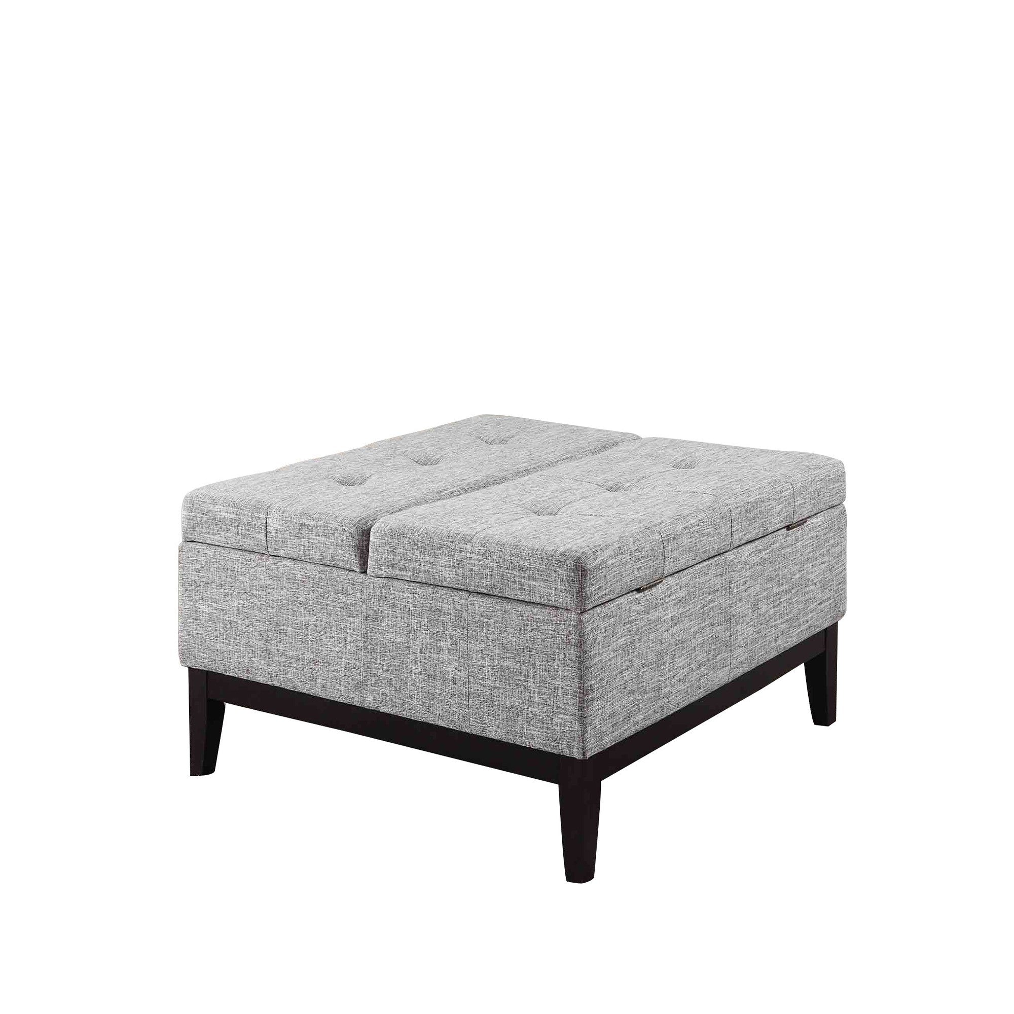 36' Heathered Gray and Black Ottoman with Hidden Storage